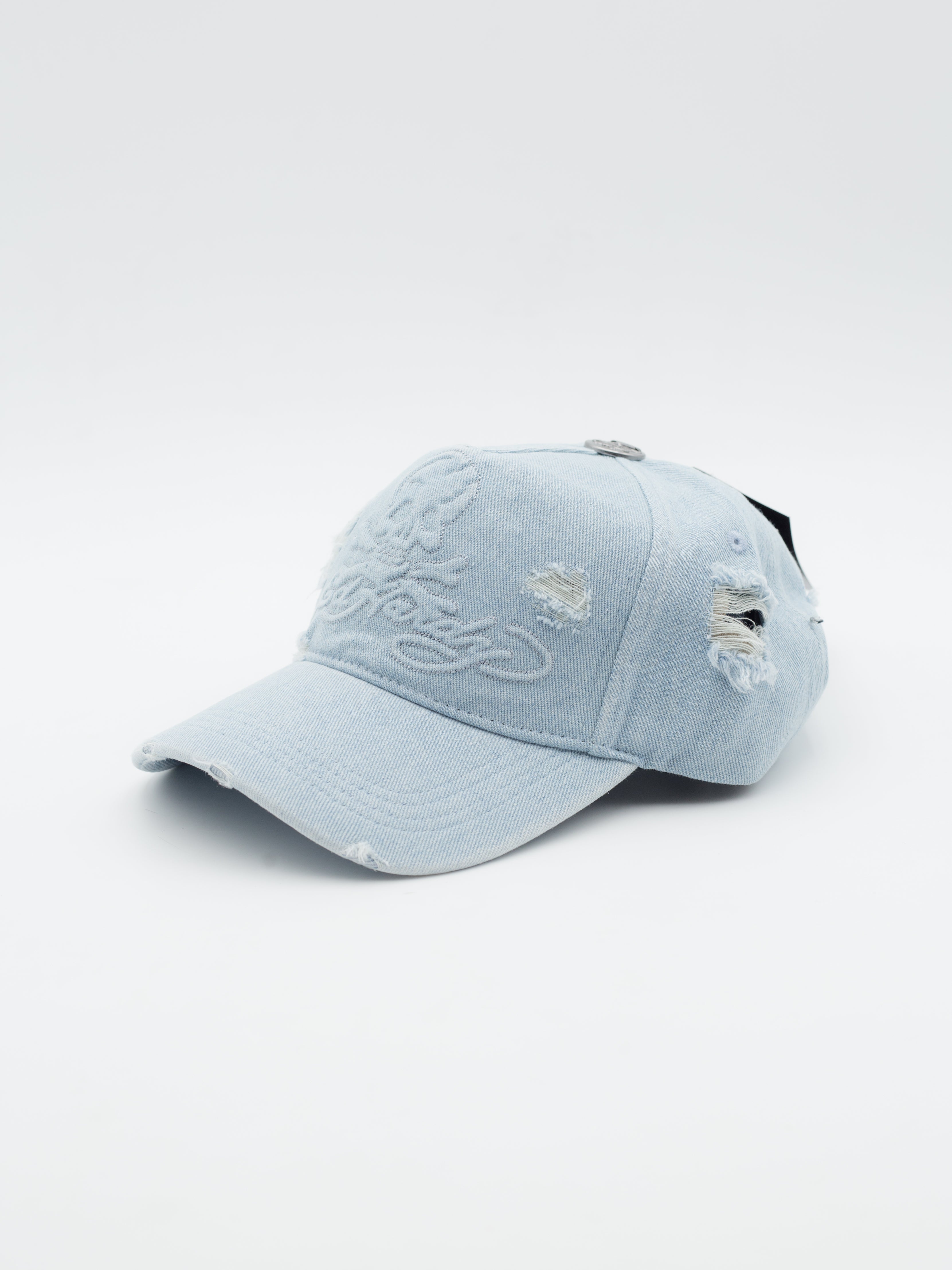 Denim Embossed Skull Dad Hat