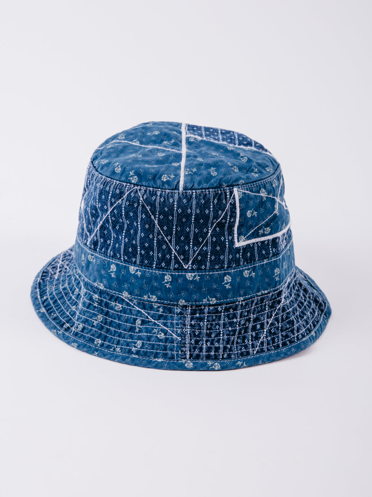 Patchwork Quilt Bucket Hat Denim