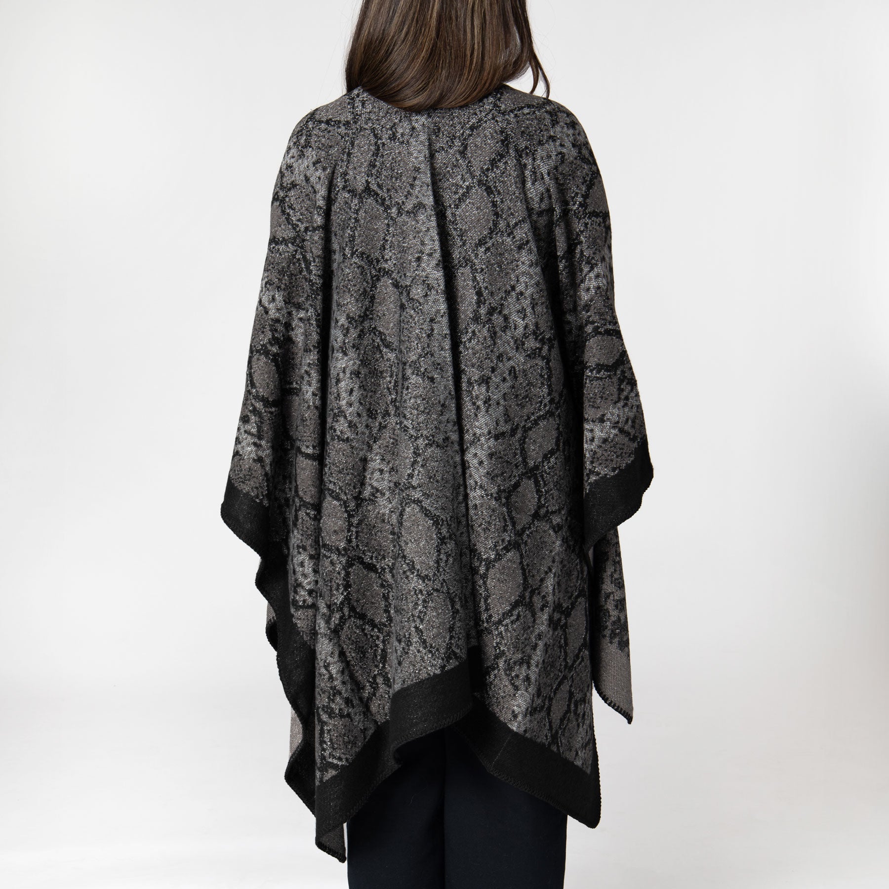 Reese - Womens Jacquard Snake Open Front Poncho 3 Reese - Womens Jacquard Snake Open Front Poncho