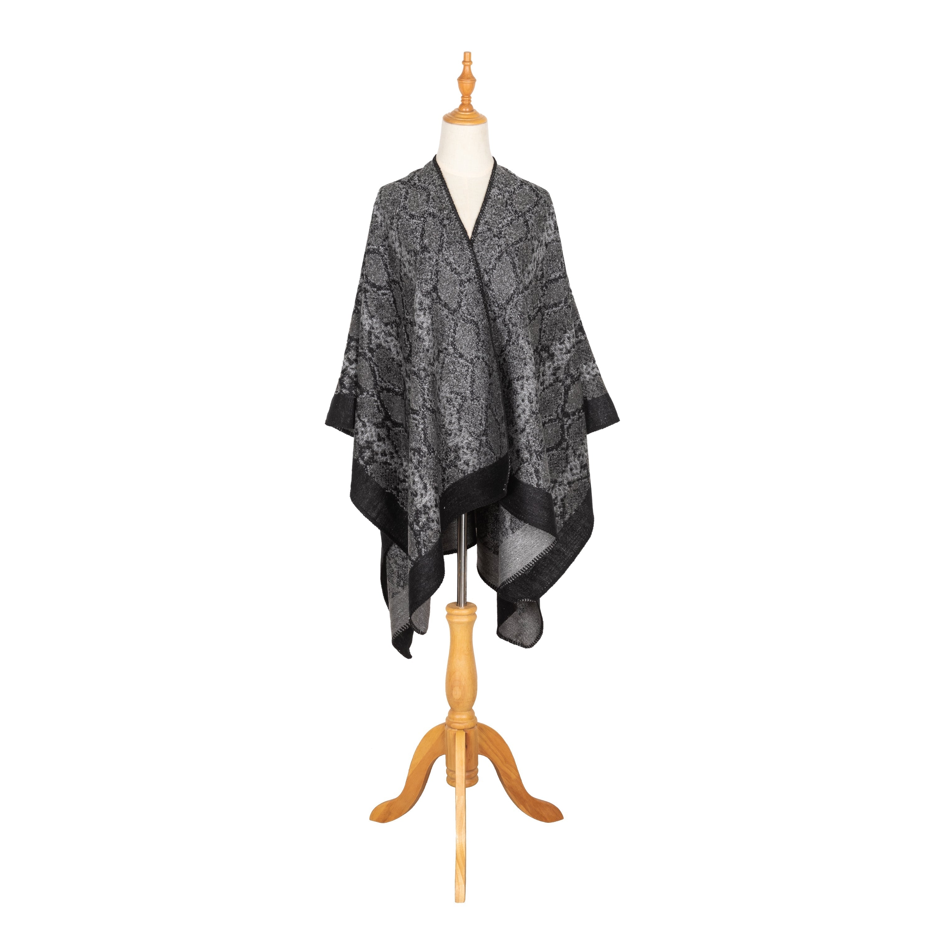 Reese - Womens Jacquard Snake Open Front Poncho 6 Reese - Womens Jacquard Snake Open Front Poncho