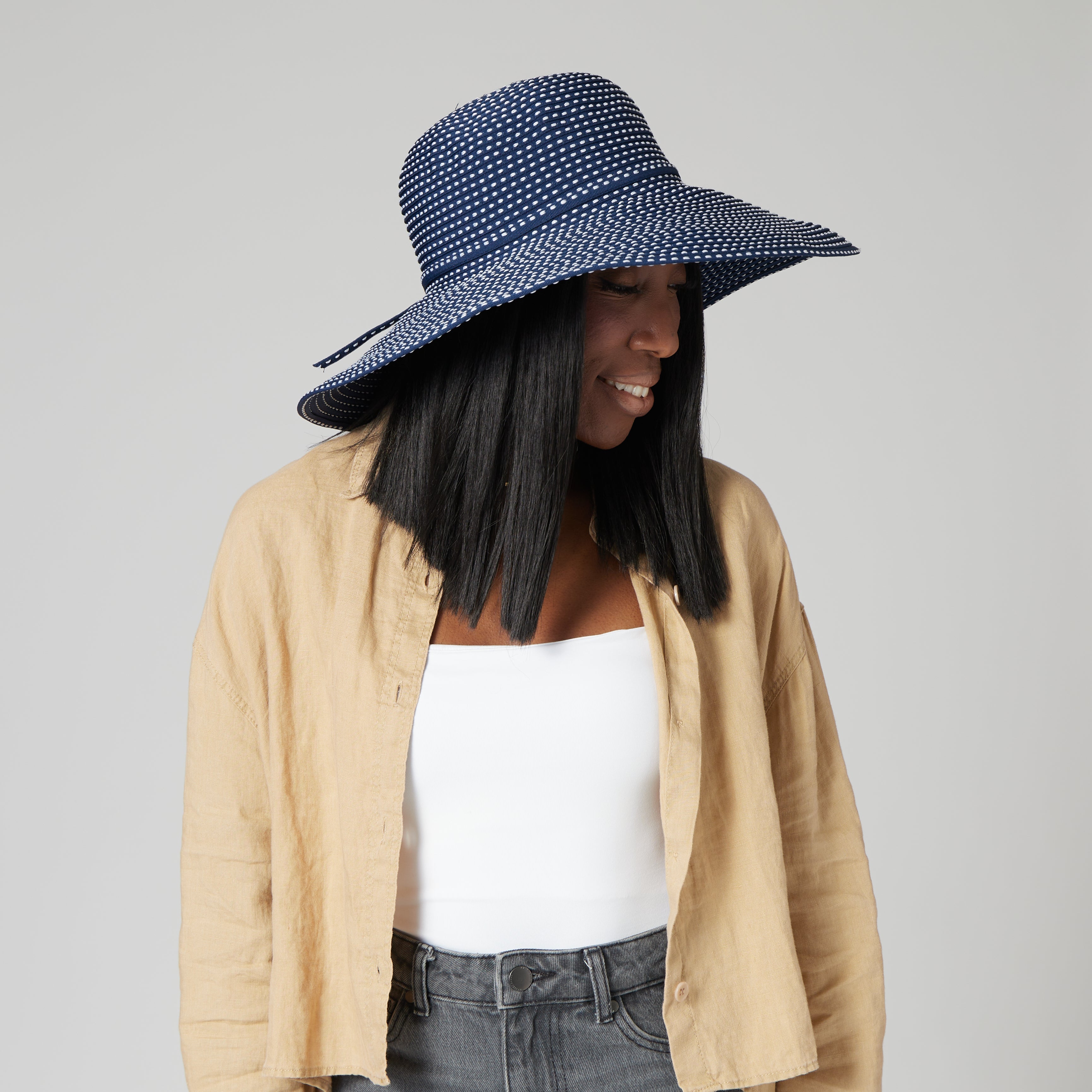 Women's Ribbon Braid Hat with Ticking 11 Women's Ribbon Braid Hat with Ticking