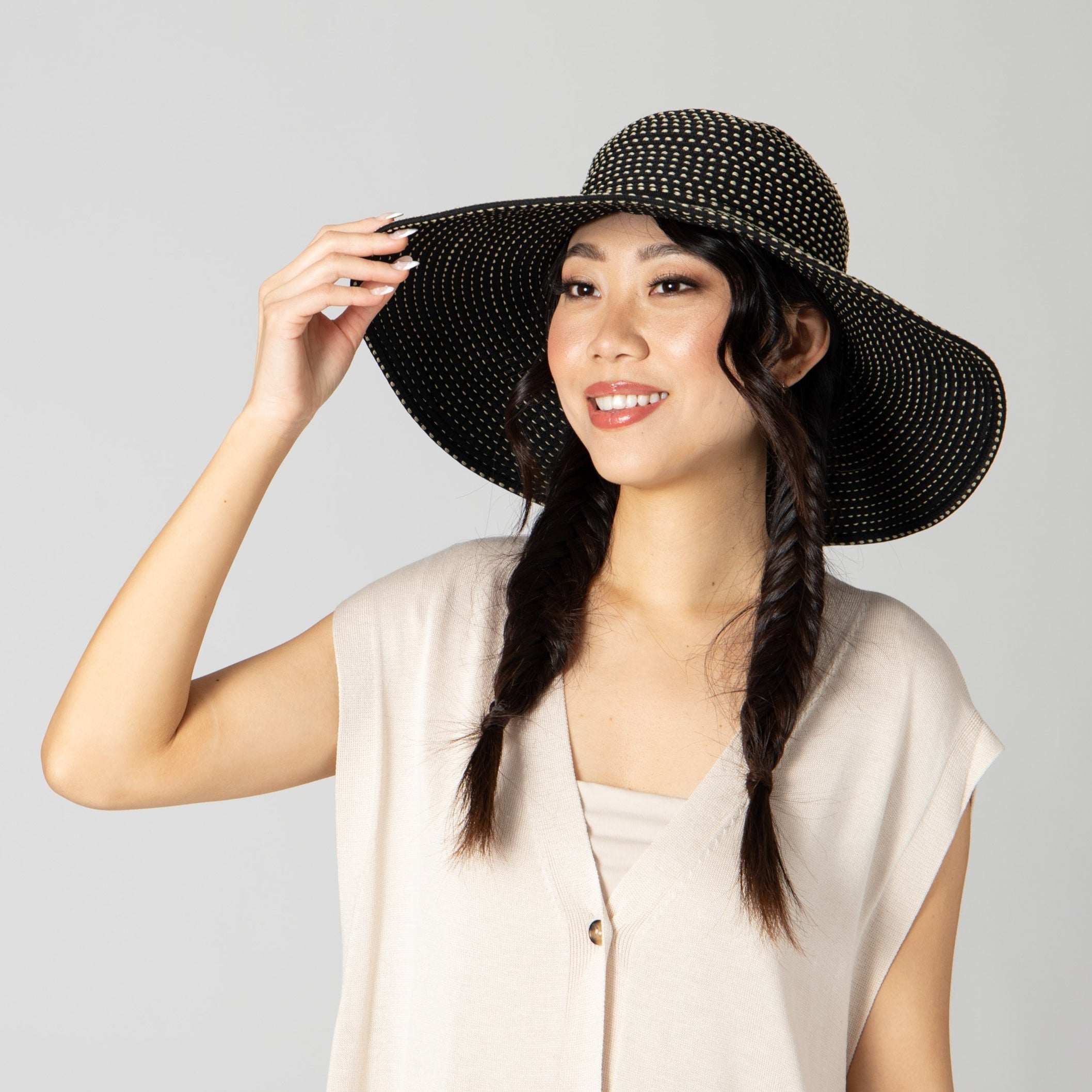 Women's Ribbon Braid Hat with Ticking 29 Women's Ribbon Braid Hat with Ticking