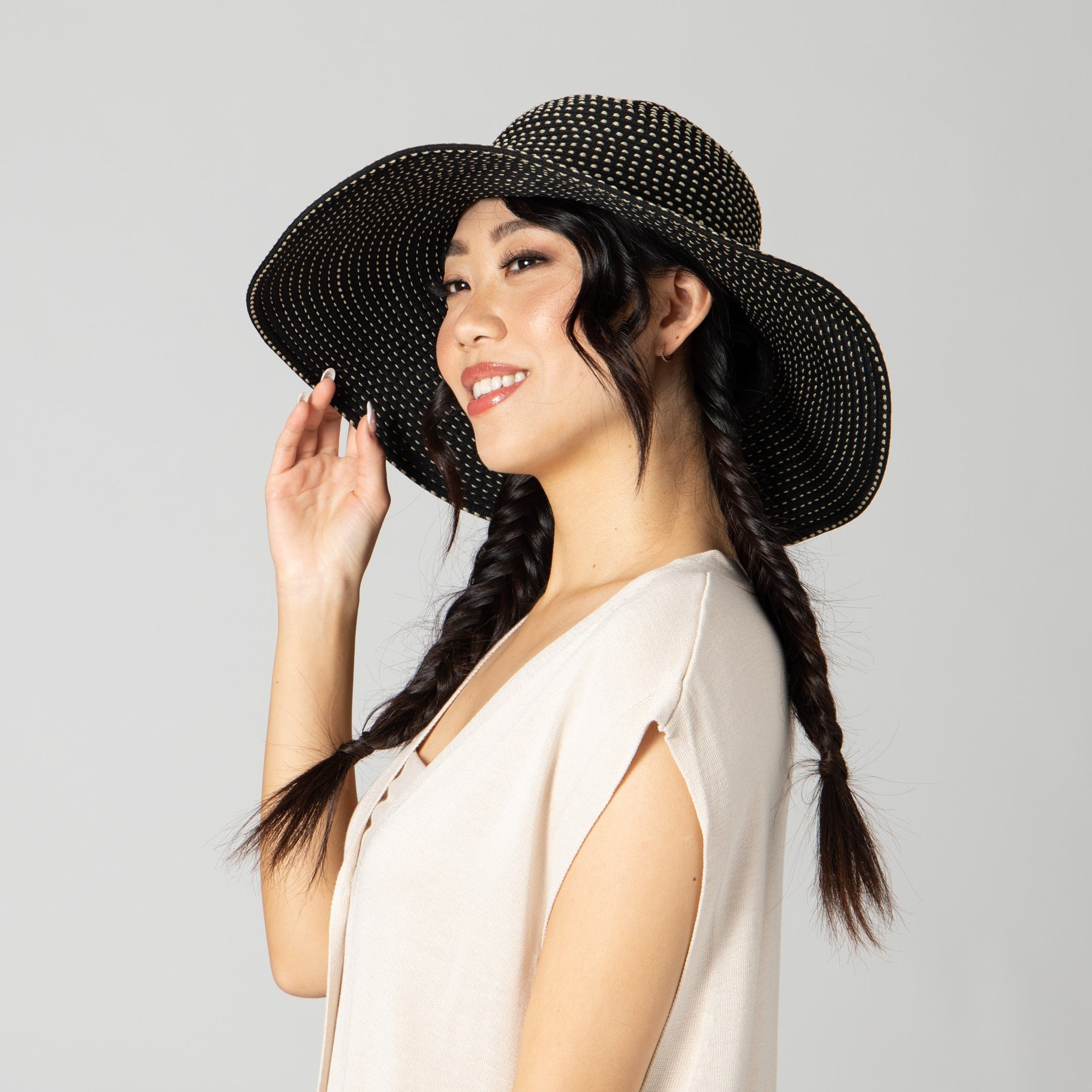 Women's Ribbon Braid Hat with Ticking 31 Women's Ribbon Braid Hat with Ticking