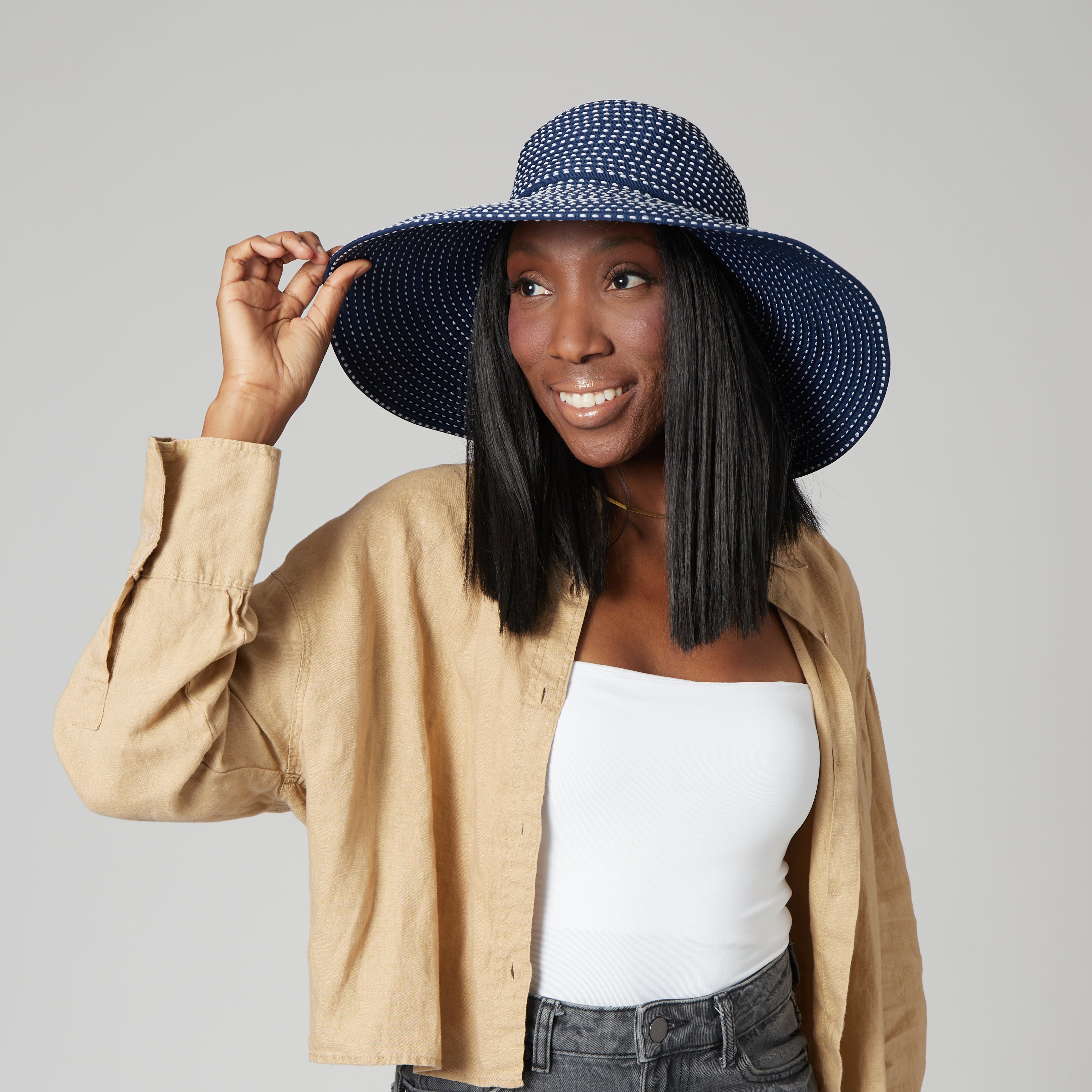 Women's Ribbon Braid Hat with Ticking 9 Women's Ribbon Braid Hat with Ticking