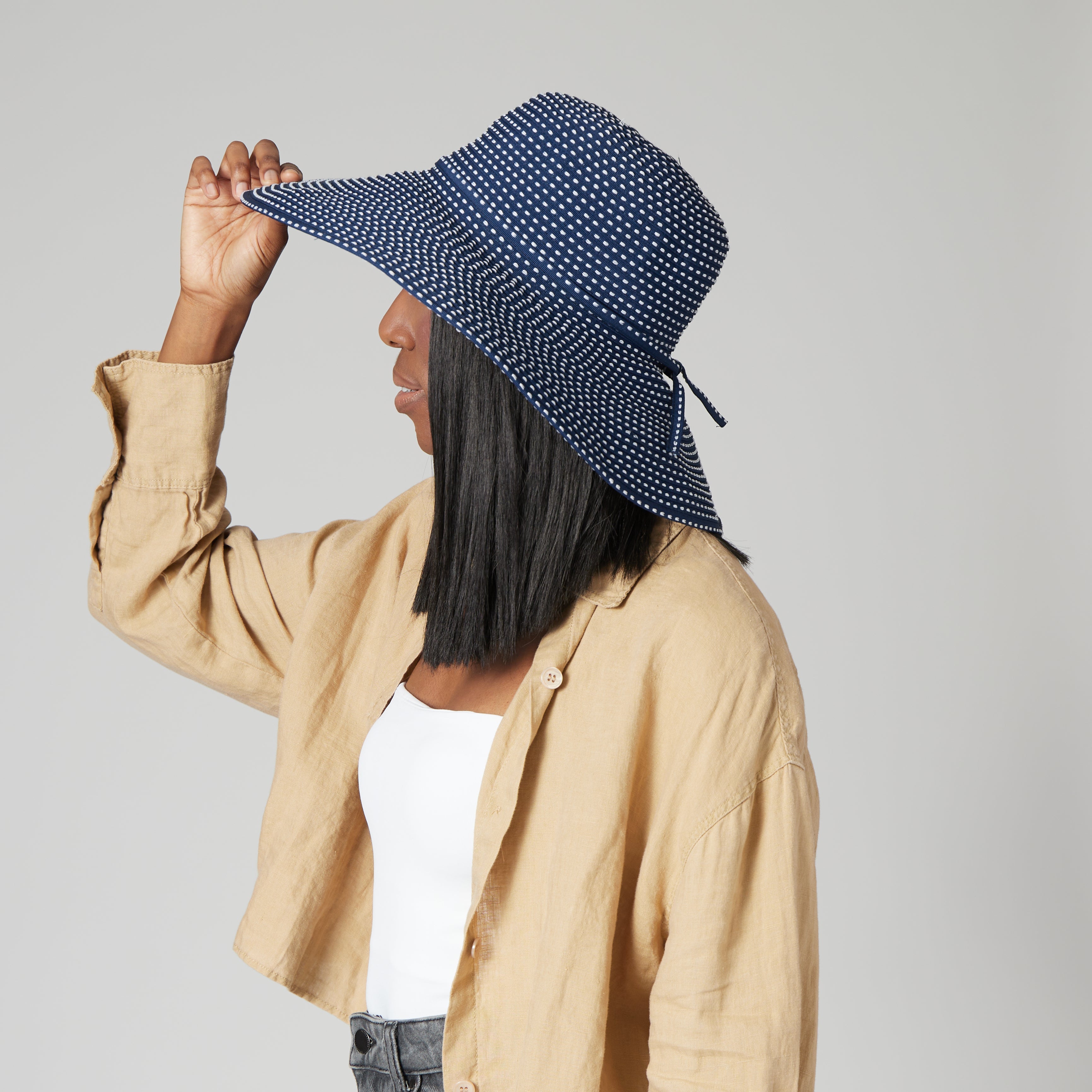 Women's Ribbon Braid Hat with Ticking 10 Women's Ribbon Braid Hat with Ticking