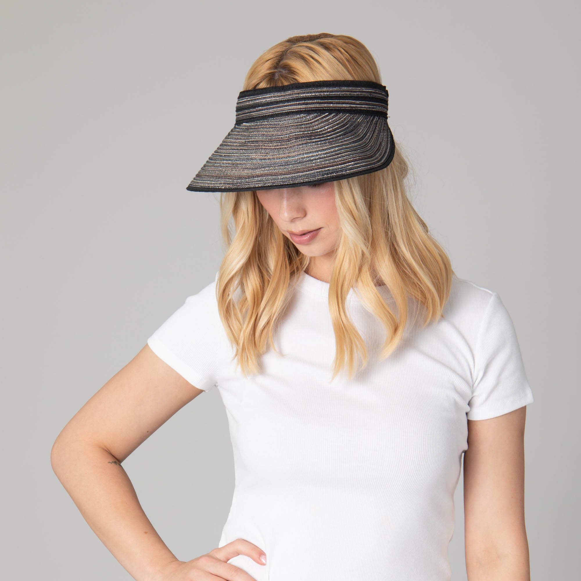 Women's Mixed Braid Visor with Velcro Strap 30 Women's Mixed Braid Visor with Velcro Strap