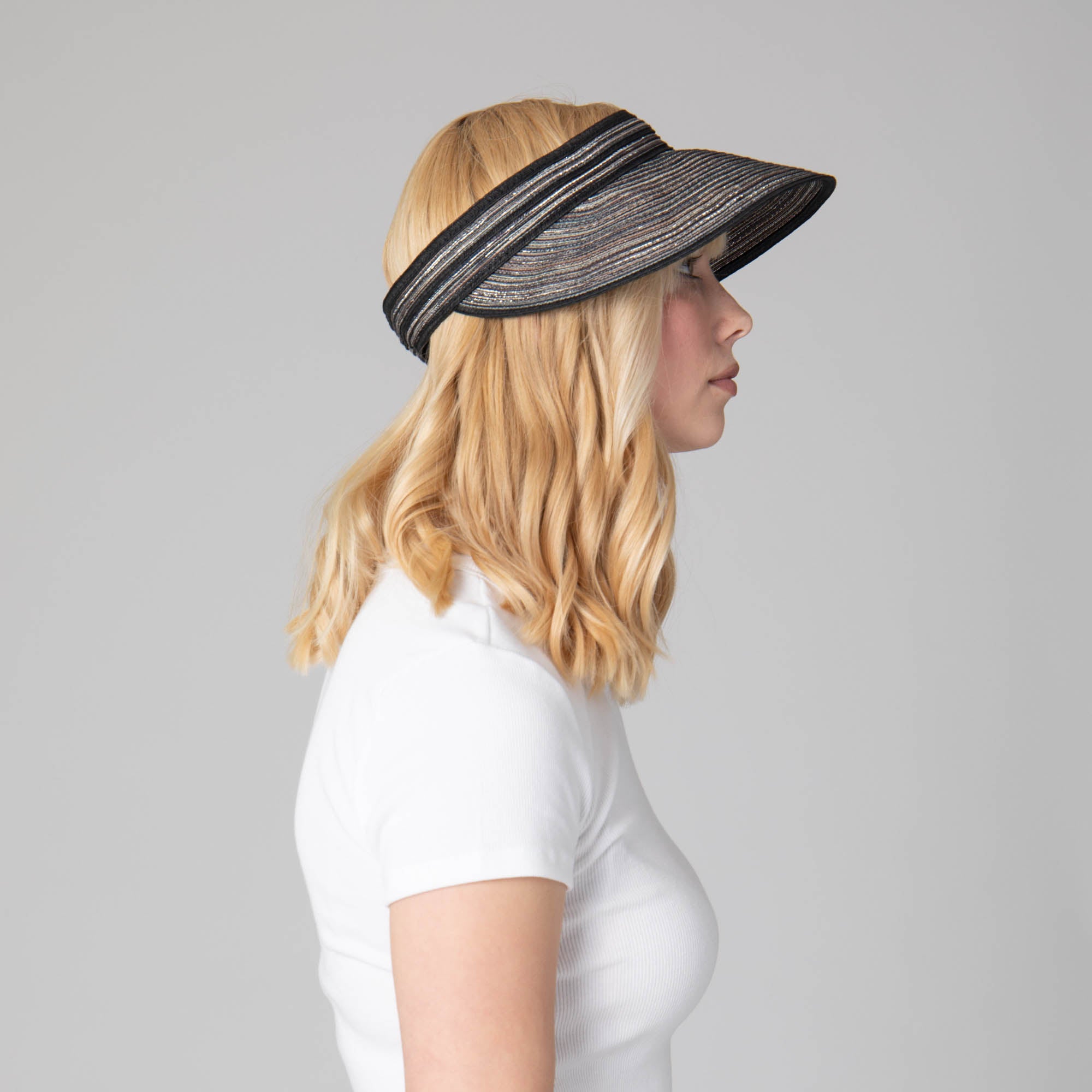 Women's Mixed Braid Visor with Velcro Strap 32 Women's Mixed Braid Visor with Velcro Strap