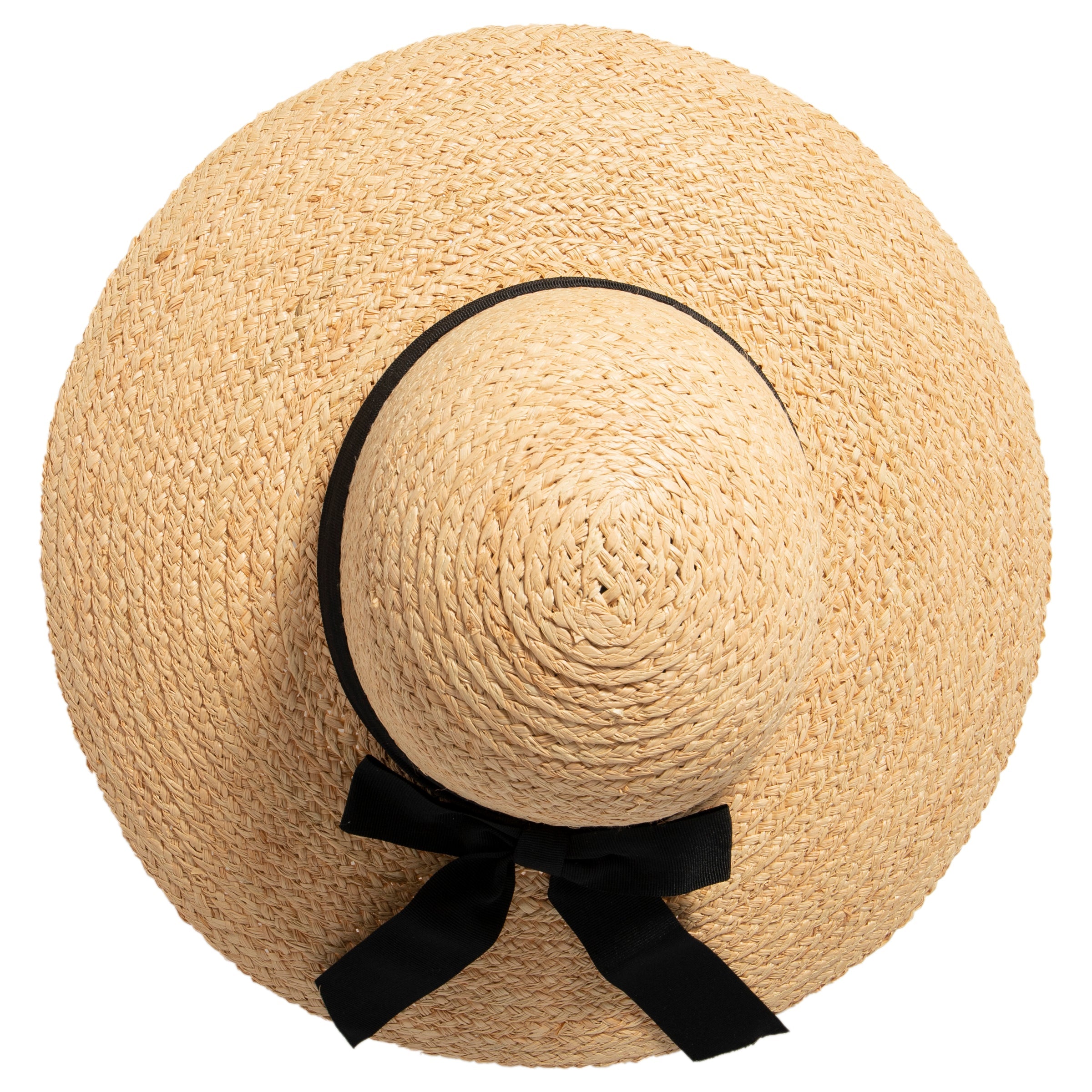 Women's Large Brim Raffia Hat With A Black Ribbon 7 Women's Large Brim Raffia Hat With A Black Ribbon