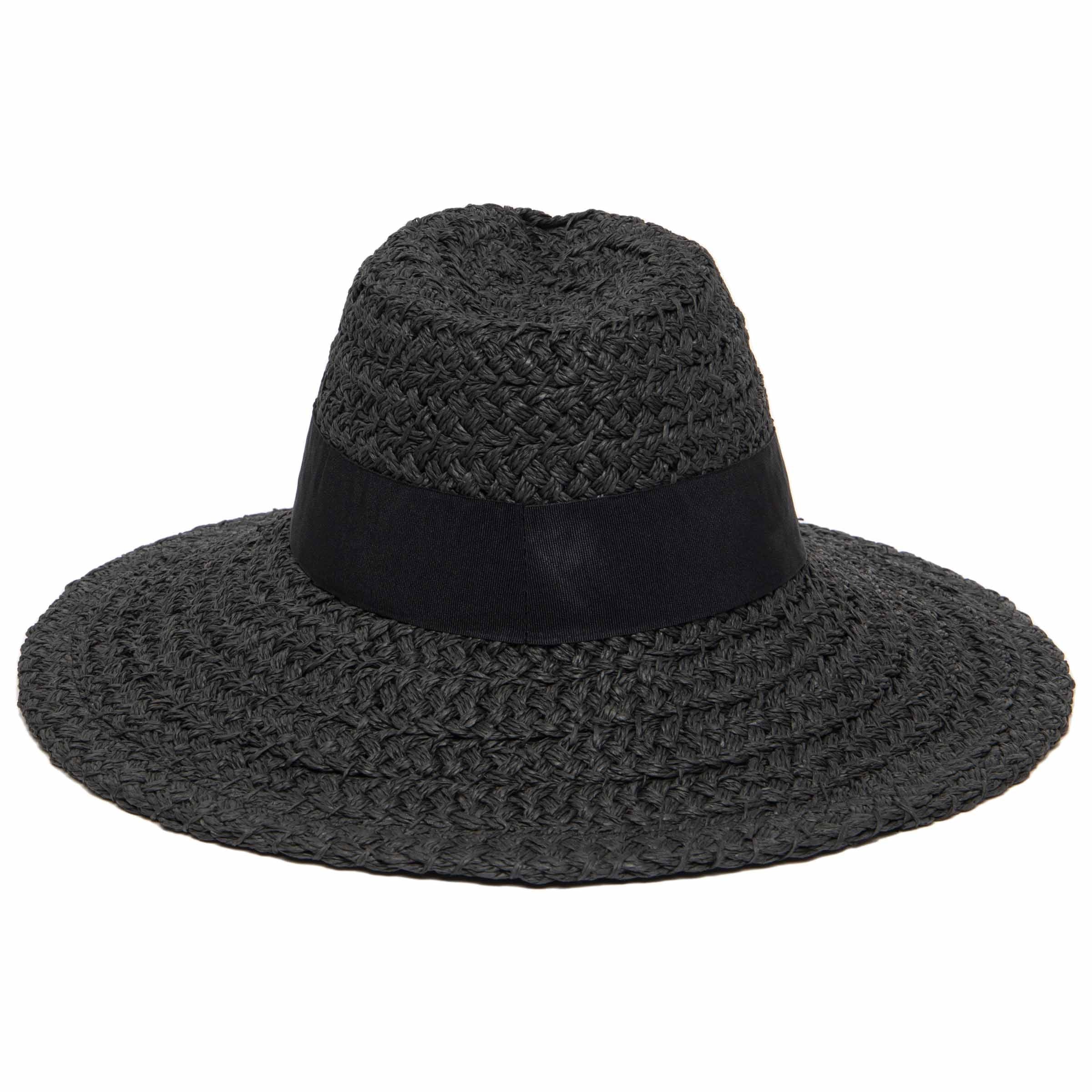 Women's Woven Paper Wide Brim Fedora With Grosgrain 15 Women's Woven Paper Wide Brim Fedora With Grosgrain