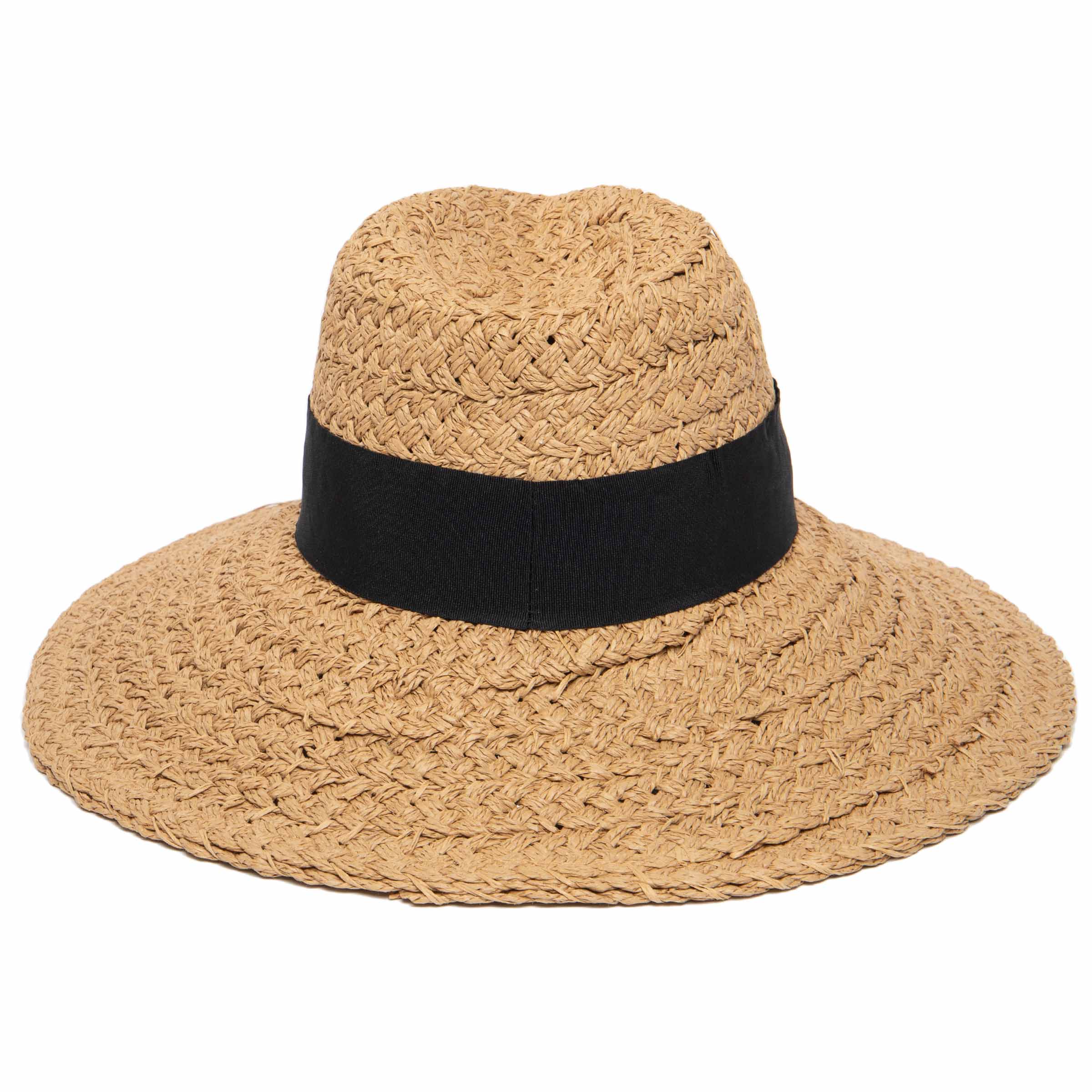 Women's Woven Paper Wide Brim Fedora With Grosgrain 8 Women's Woven Paper Wide Brim Fedora With Grosgrain