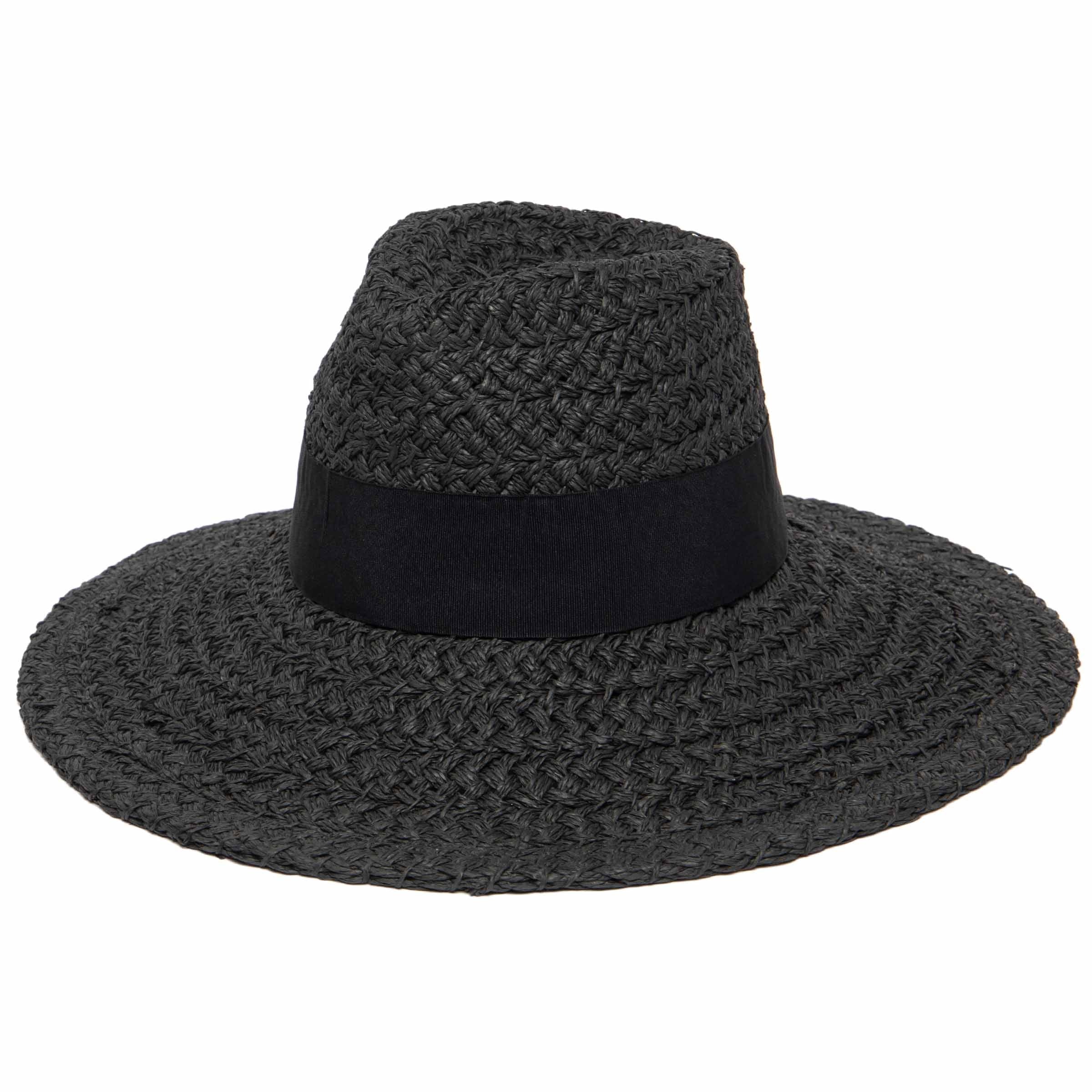 Women's Woven Paper Wide Brim Fedora With Grosgrain 9 Women's Woven Paper Wide Brim Fedora With Grosgrain