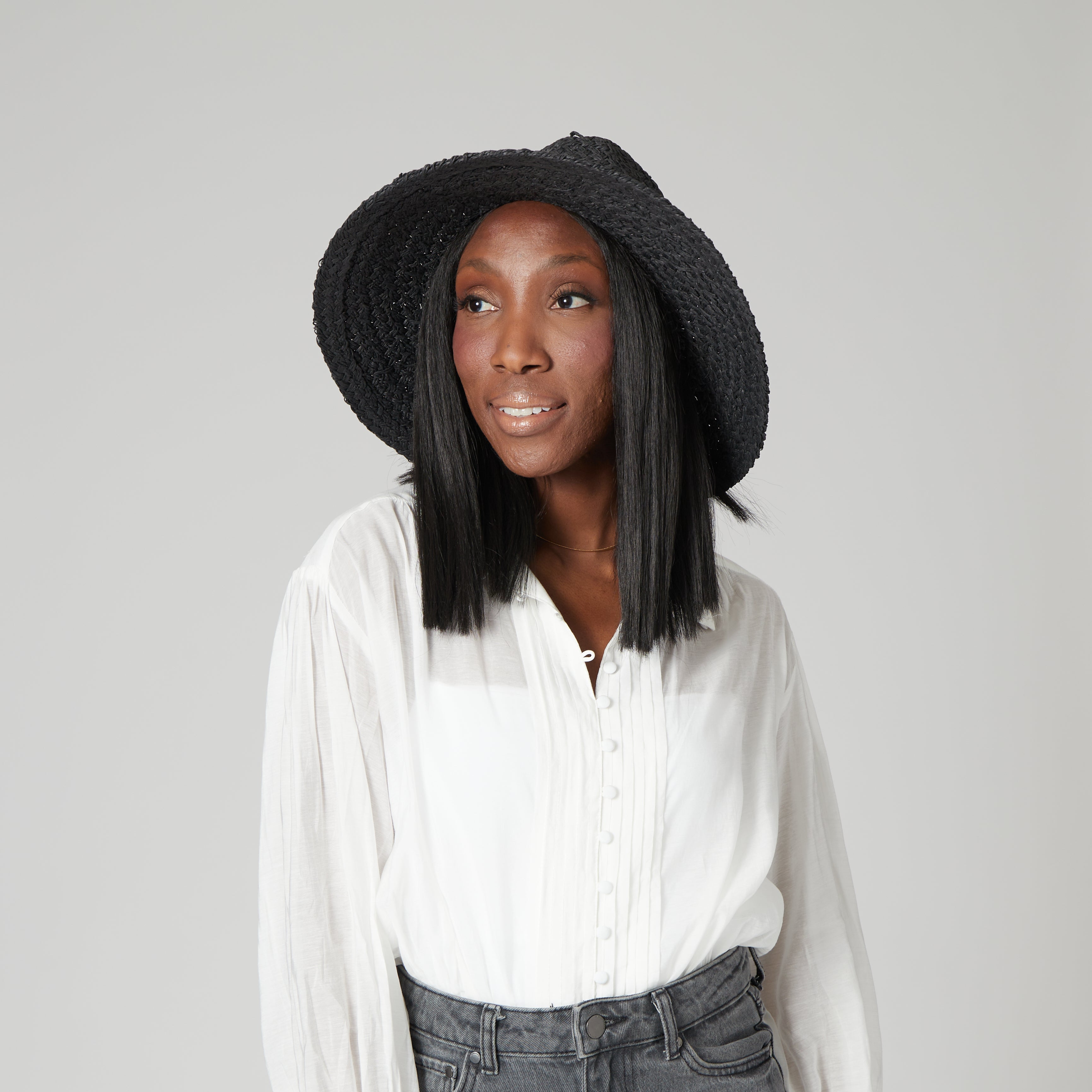 Women's Woven Paper Wide Brim Fedora With Grosgrain 10 Women's Woven Paper Wide Brim Fedora With Grosgrain