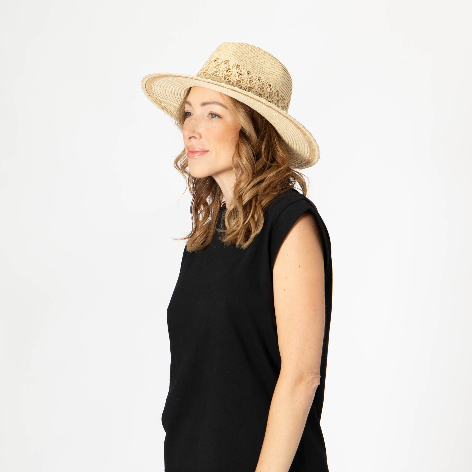 Blanca - Ultrabraid Fedora with Seashell Trim 11 Blanca - Ultrabraid Fedora with Seashell Trim