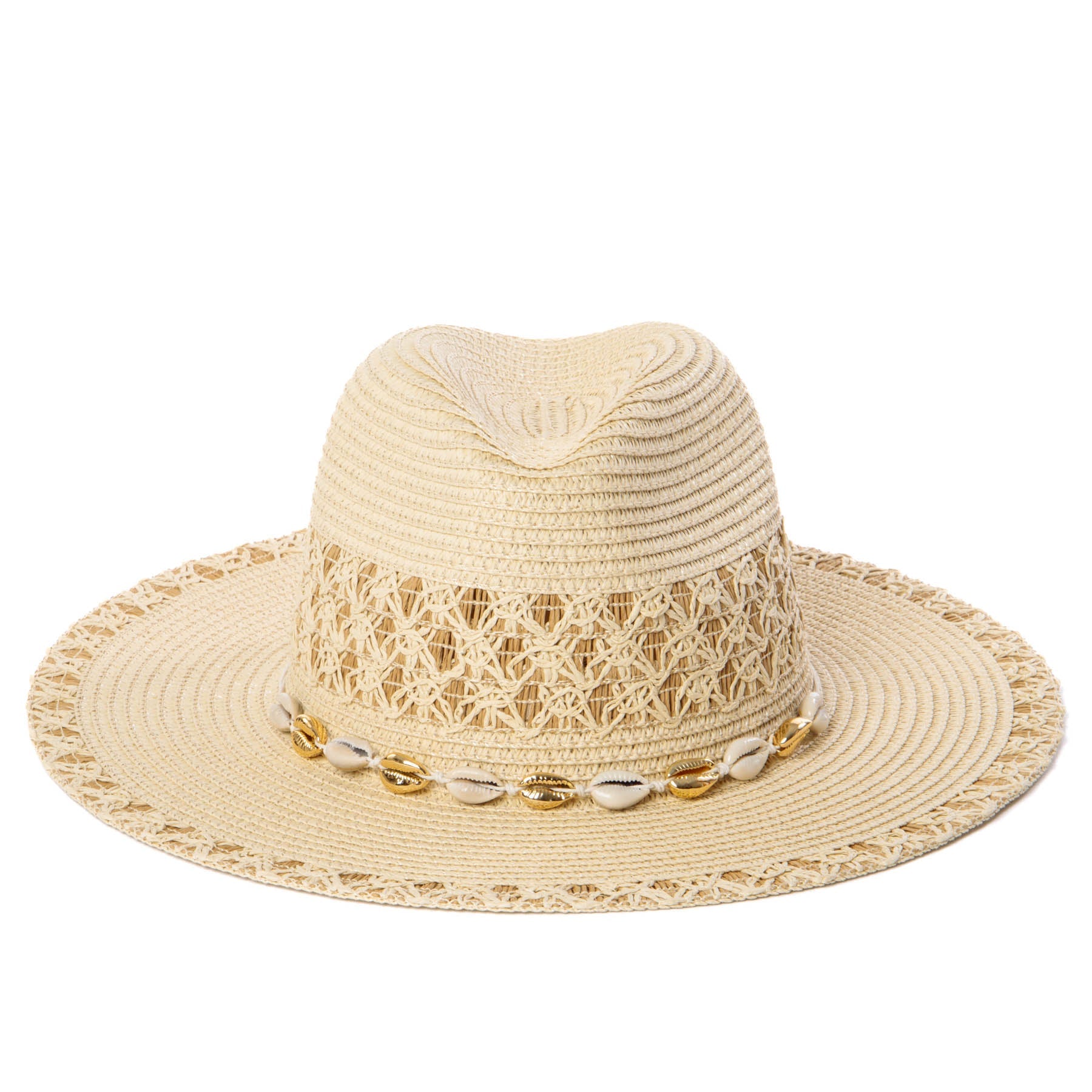 Blanca - Ultrabraid Fedora with Seashell Trim 4 Blanca - Ultrabraid Fedora with Seashell Trim