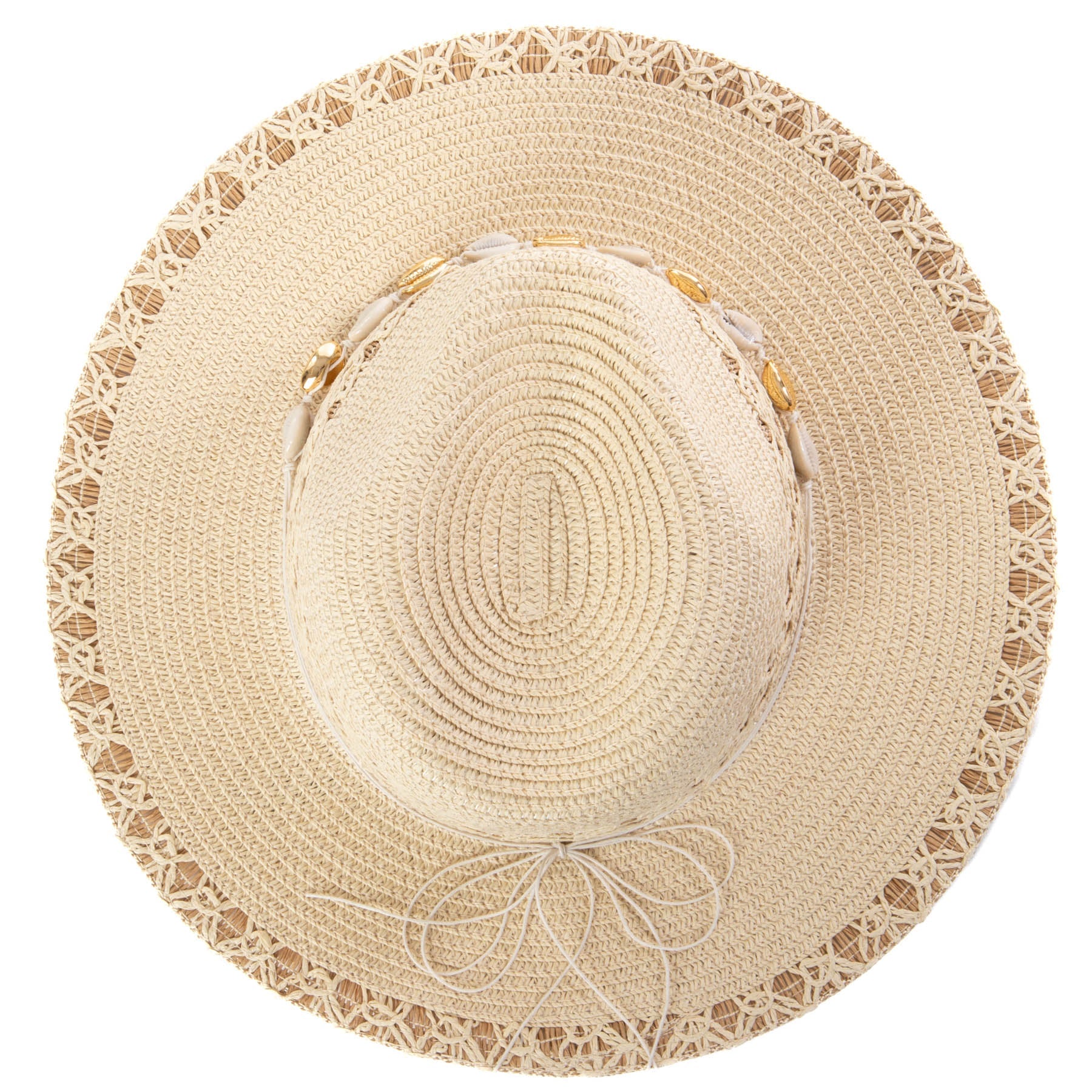 Blanca - Ultrabraid Fedora with Seashell Trim 7 Blanca - Ultrabraid Fedora with Seashell Trim