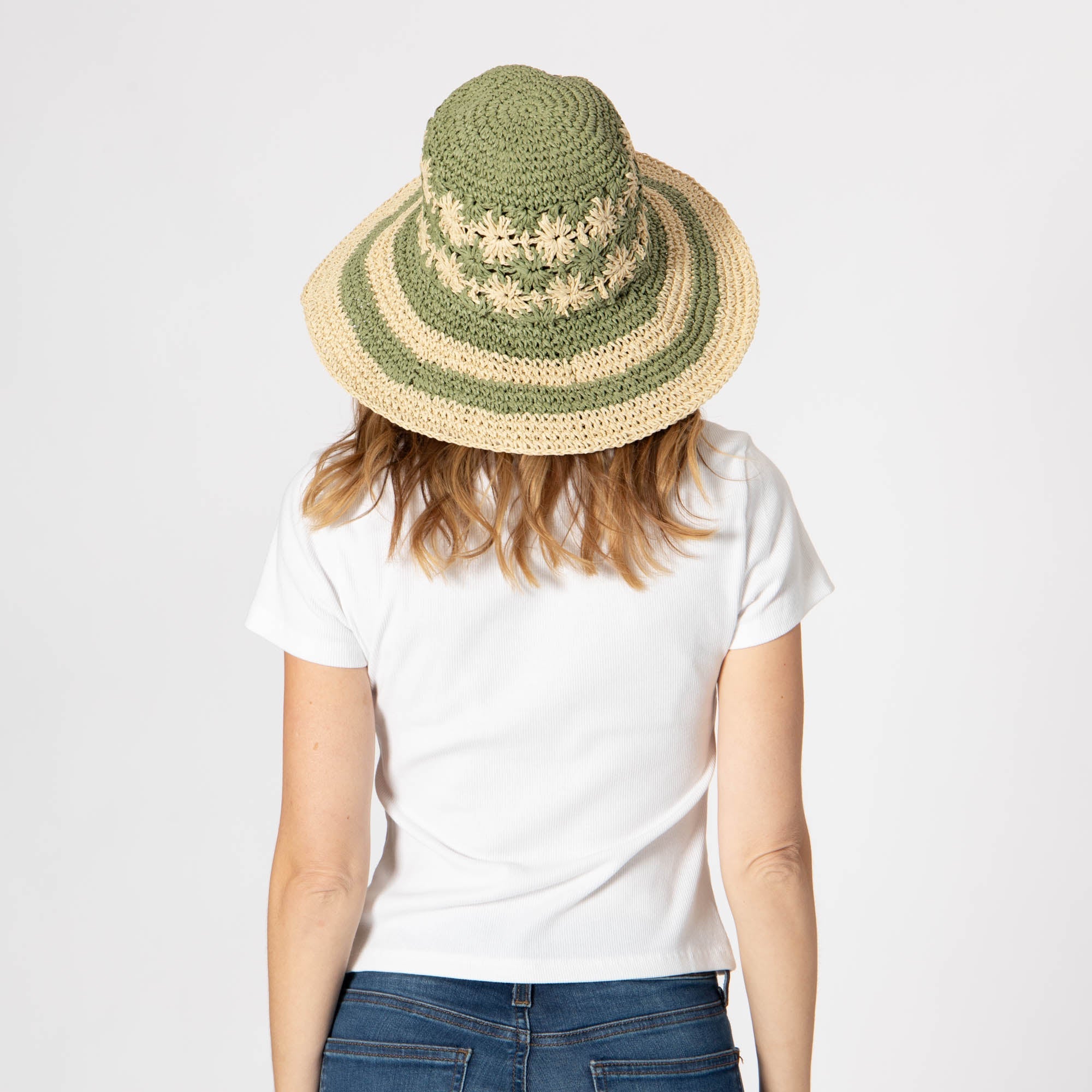 Women's Striped & Floral Crochet Bucket Hat 15 Women's Striped & Floral Crochet Bucket Hat