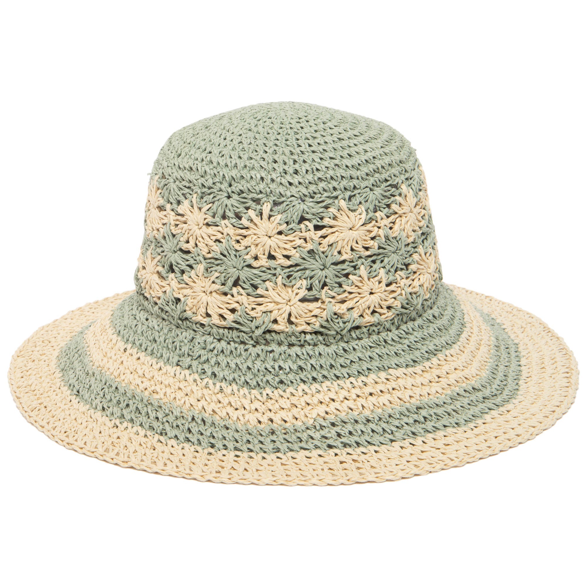 Women's Striped & Floral Crochet Bucket Hat 17 Women's Striped & Floral Crochet Bucket Hat