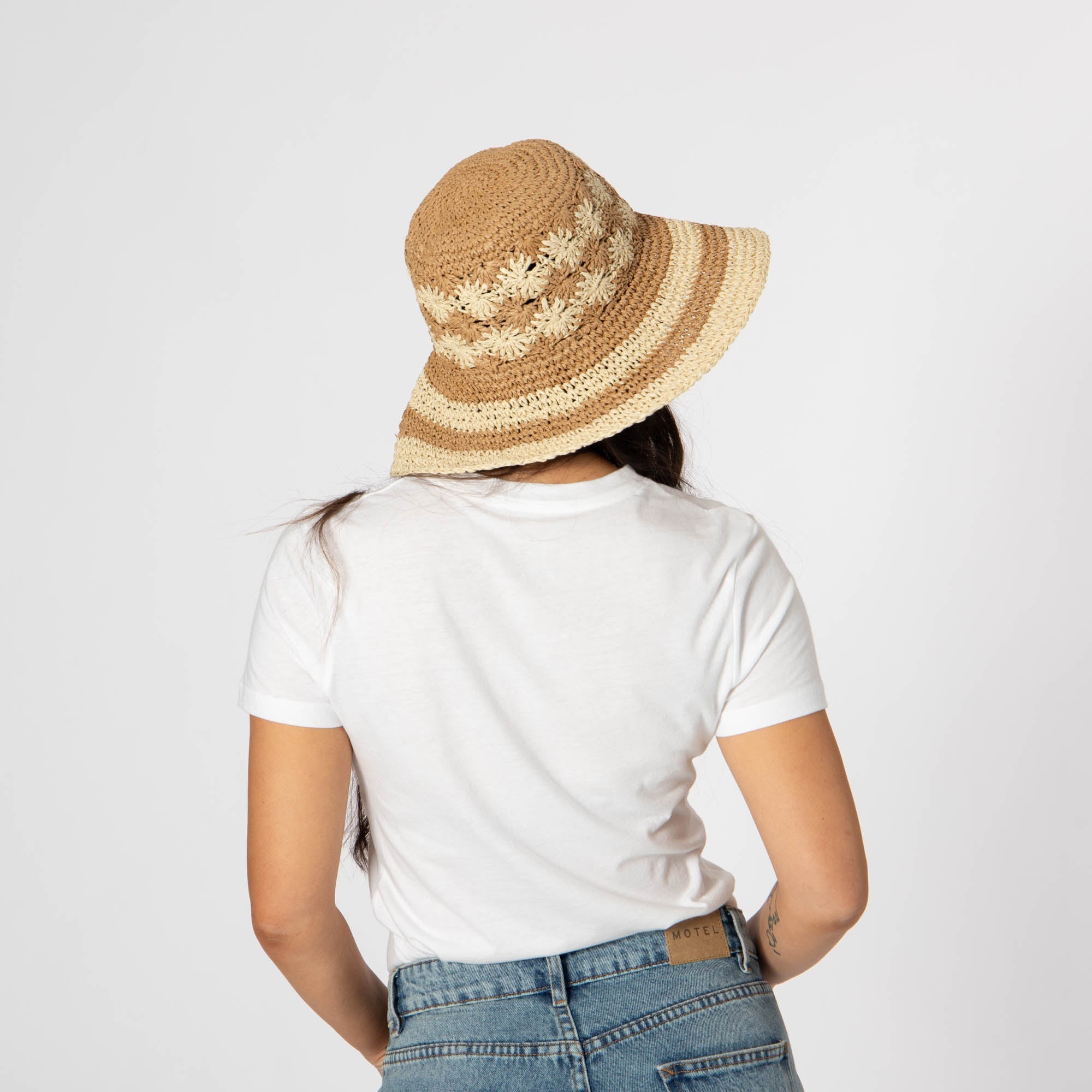Women's Striped & Floral Crochet Bucket Hat 7 Women's Striped & Floral Crochet Bucket Hat