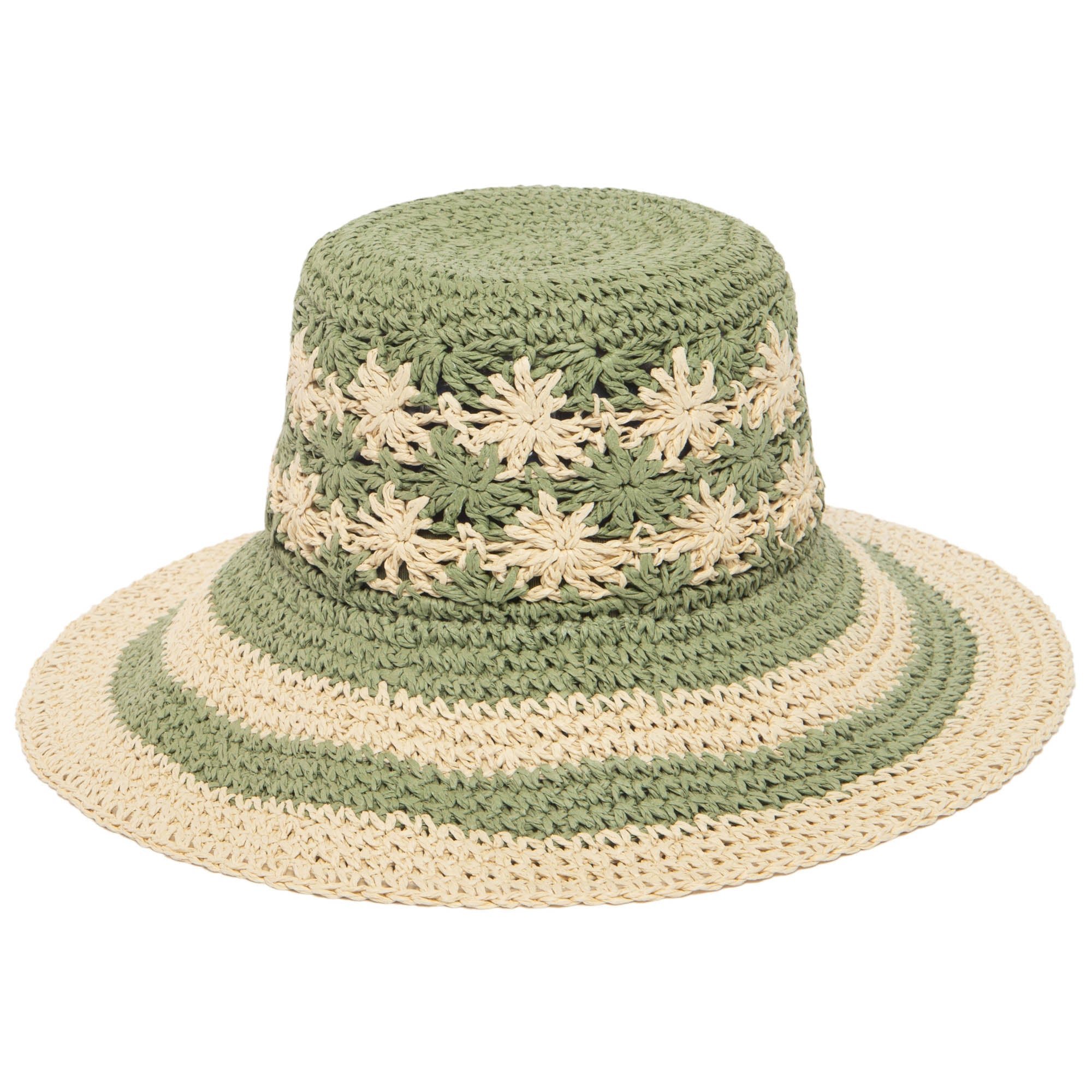 Women's Striped & Floral Crochet Bucket Hat 9 Women's Striped & Floral Crochet Bucket Hat