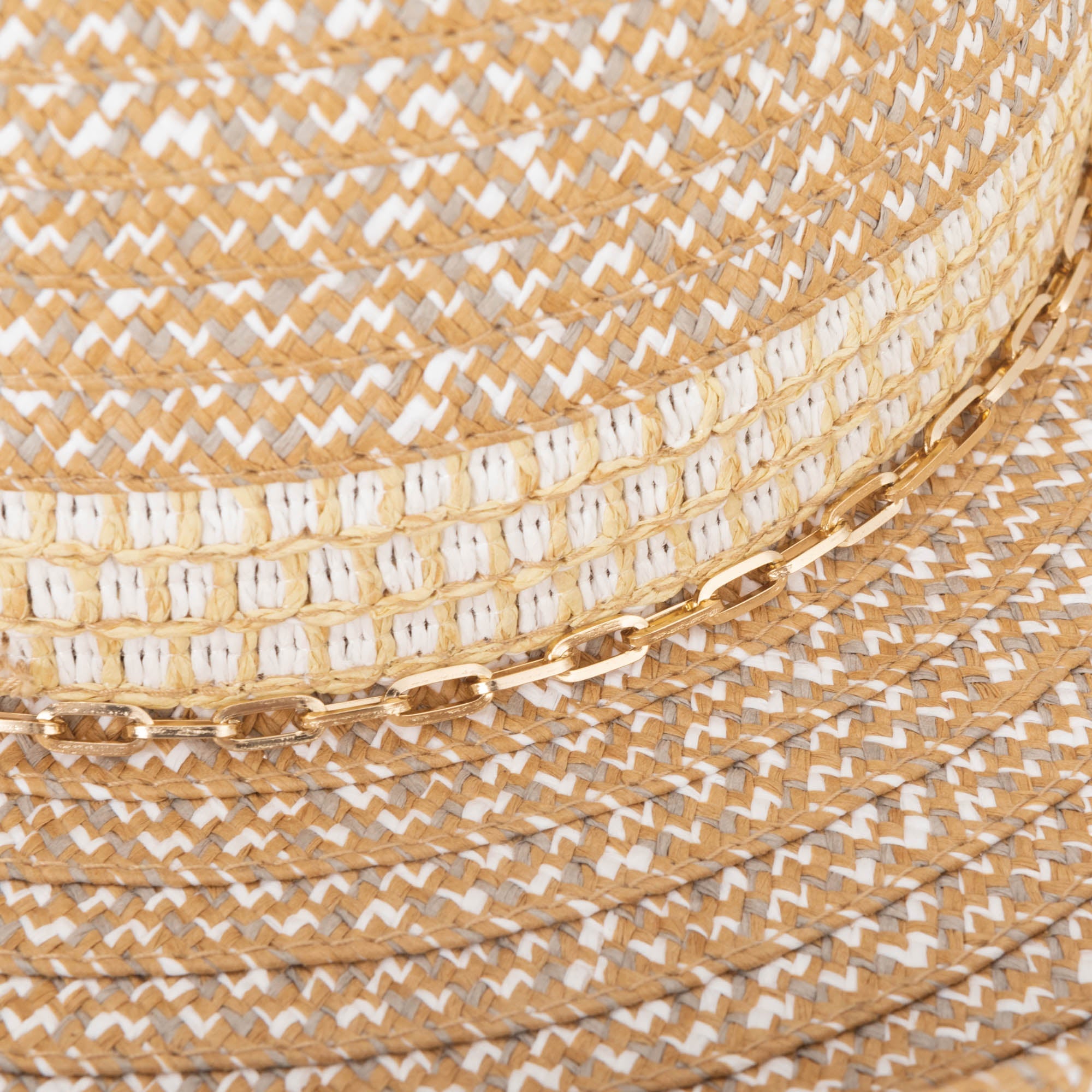 Cora - Women's Ultrabraid Turned Up Kettle Brim with Gold Chain Trim 9 Cora - Women's Ultrabraid Turned Up Kettle Brim with Gold Chain Trim