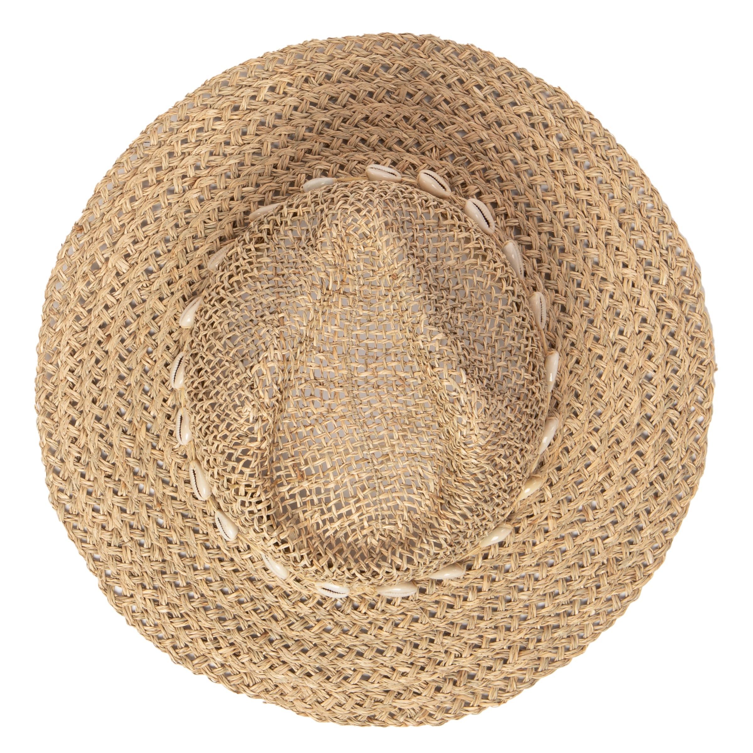 Women's Seagrass Fedora With Gold Plated Shell Band 8 Women's Seagrass Fedora With Gold Plated Shell Band