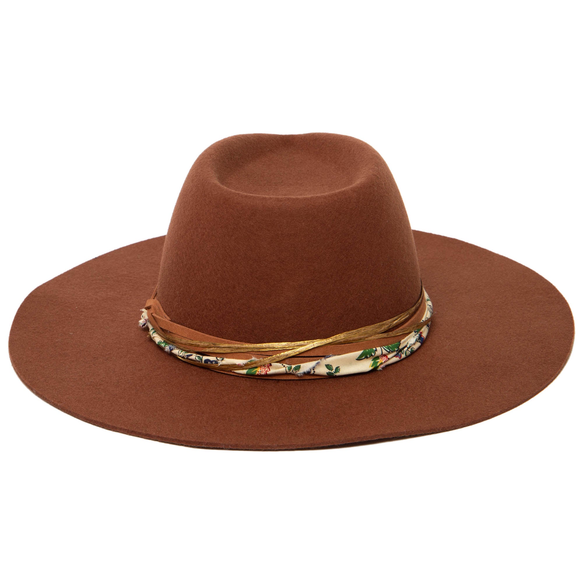Farrah - Stiff Brim Fedora with Patterned Fabric Band 8 Farrah - Stiff Brim Fedora with Patterned Fabric Band