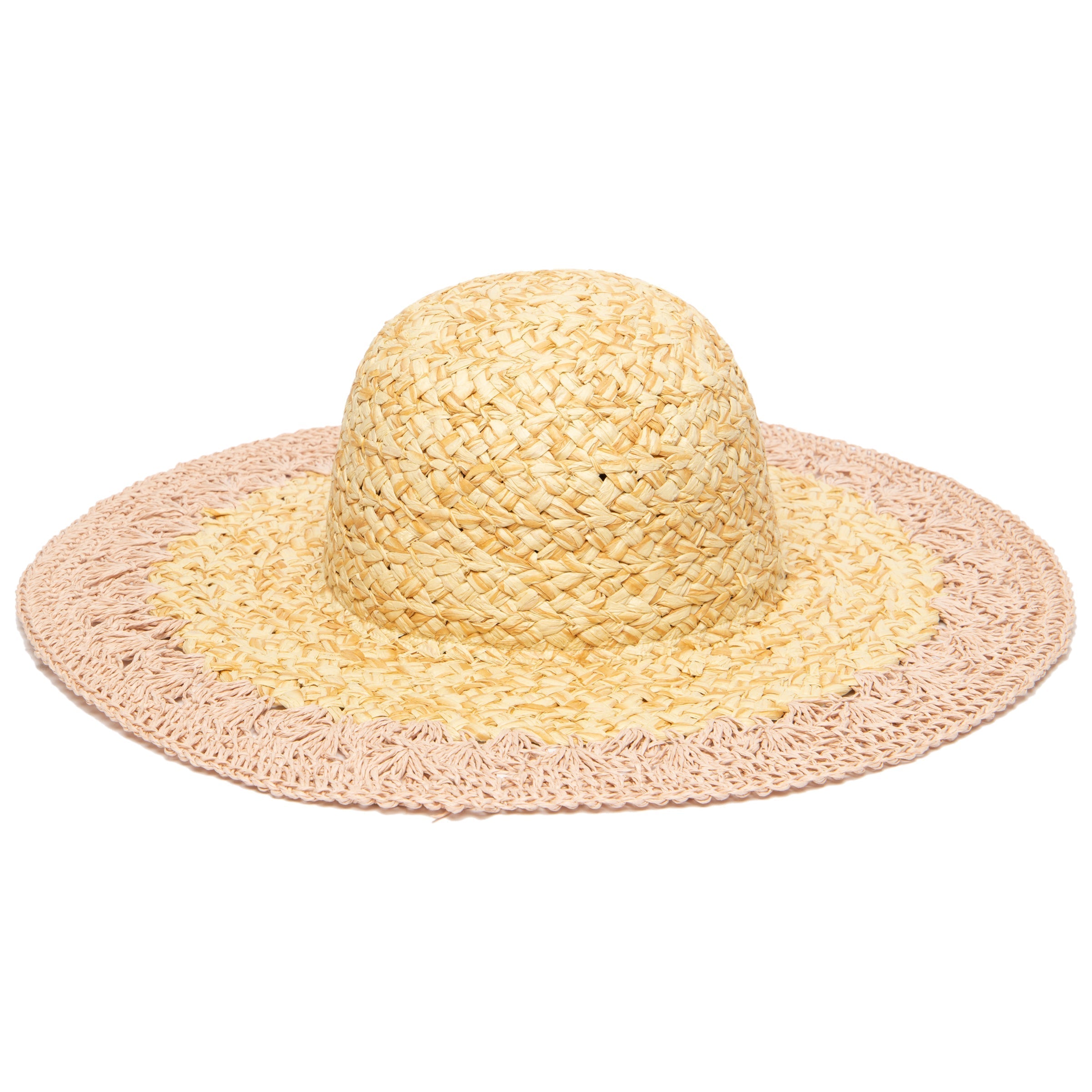 Women's paper straw hat with crochet brim (PBL3203)