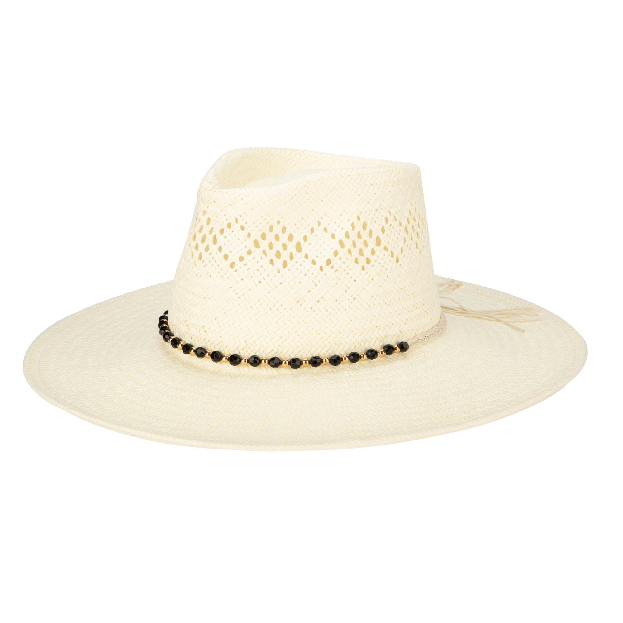 Anytime - Woven Paper Fedora With Beaded Band