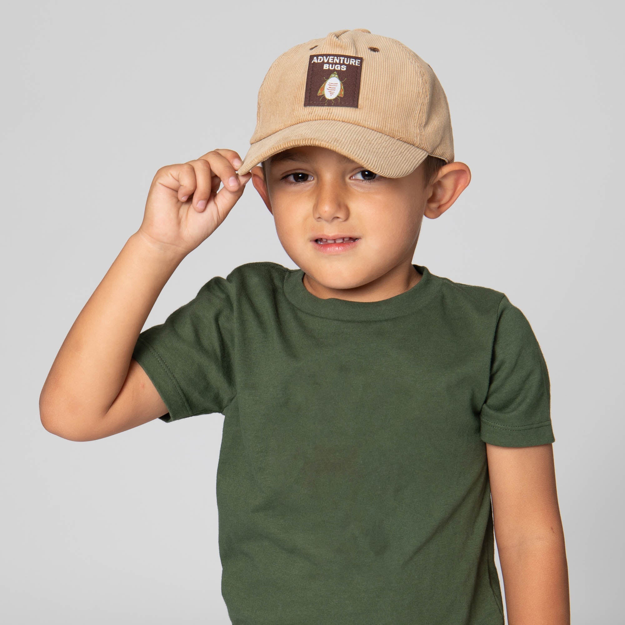 Corduroy Cap with Woven Adventure Bugs Patch 3 Corduroy Cap with Woven Adventure Bugs Patch