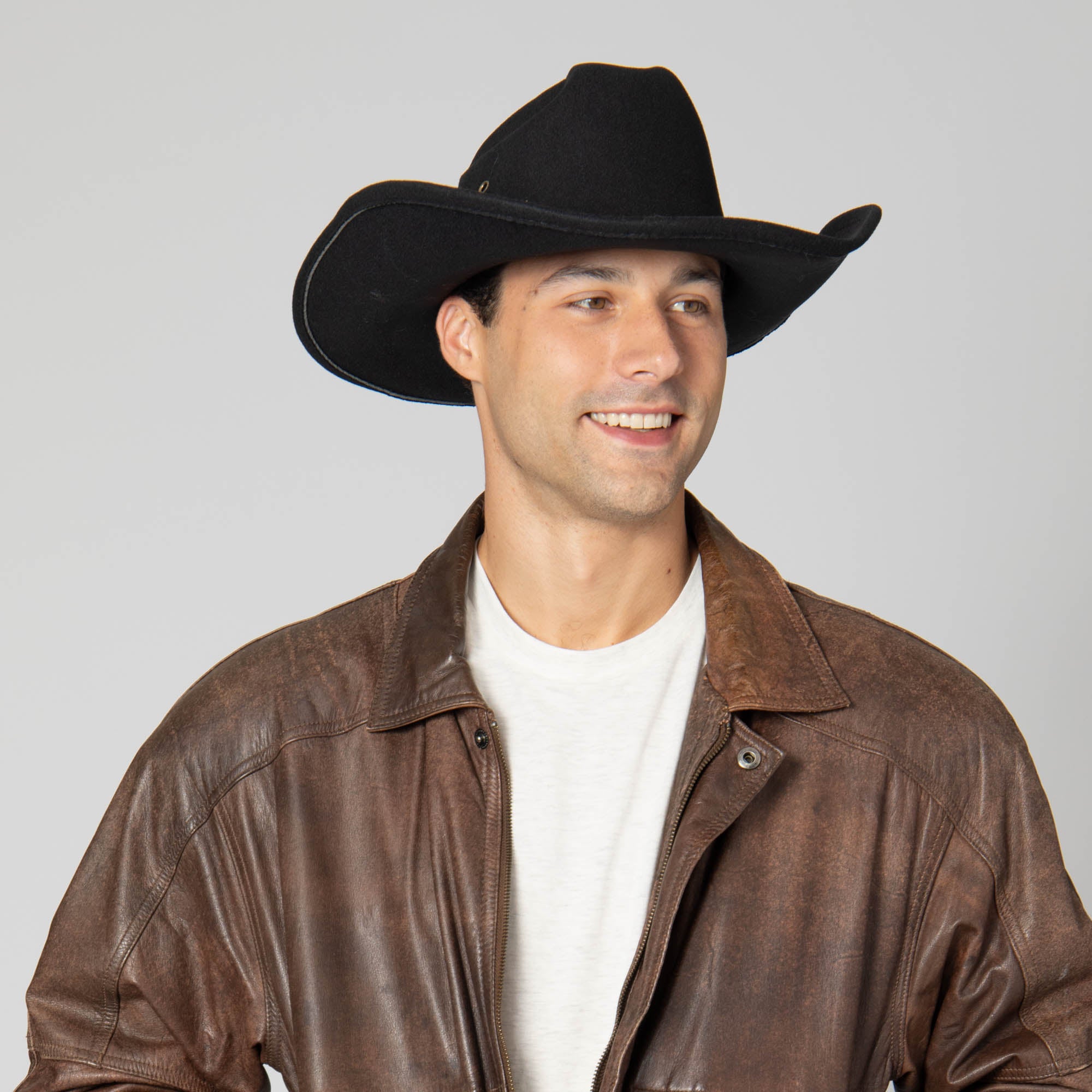 Dwight - Cattleman's Crease Cowboy with Leather Band and Brass Gromets 3 Dwight - Cattleman's Crease Cowboy with Leather Band and Brass Gromets