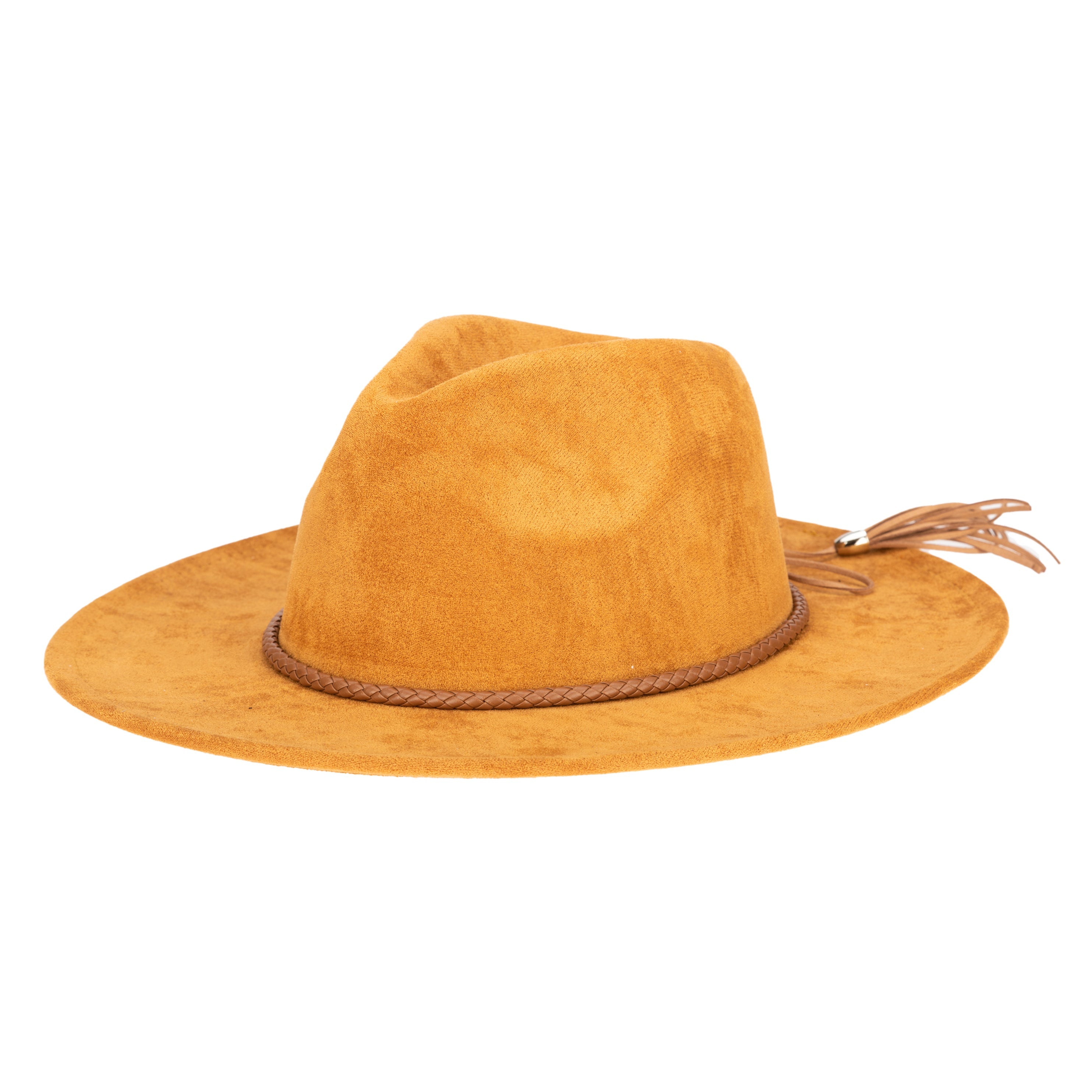 Faux Suede Fedora With Tassel Back Bow 12 Faux Suede Fedora With Tassel Back Bow