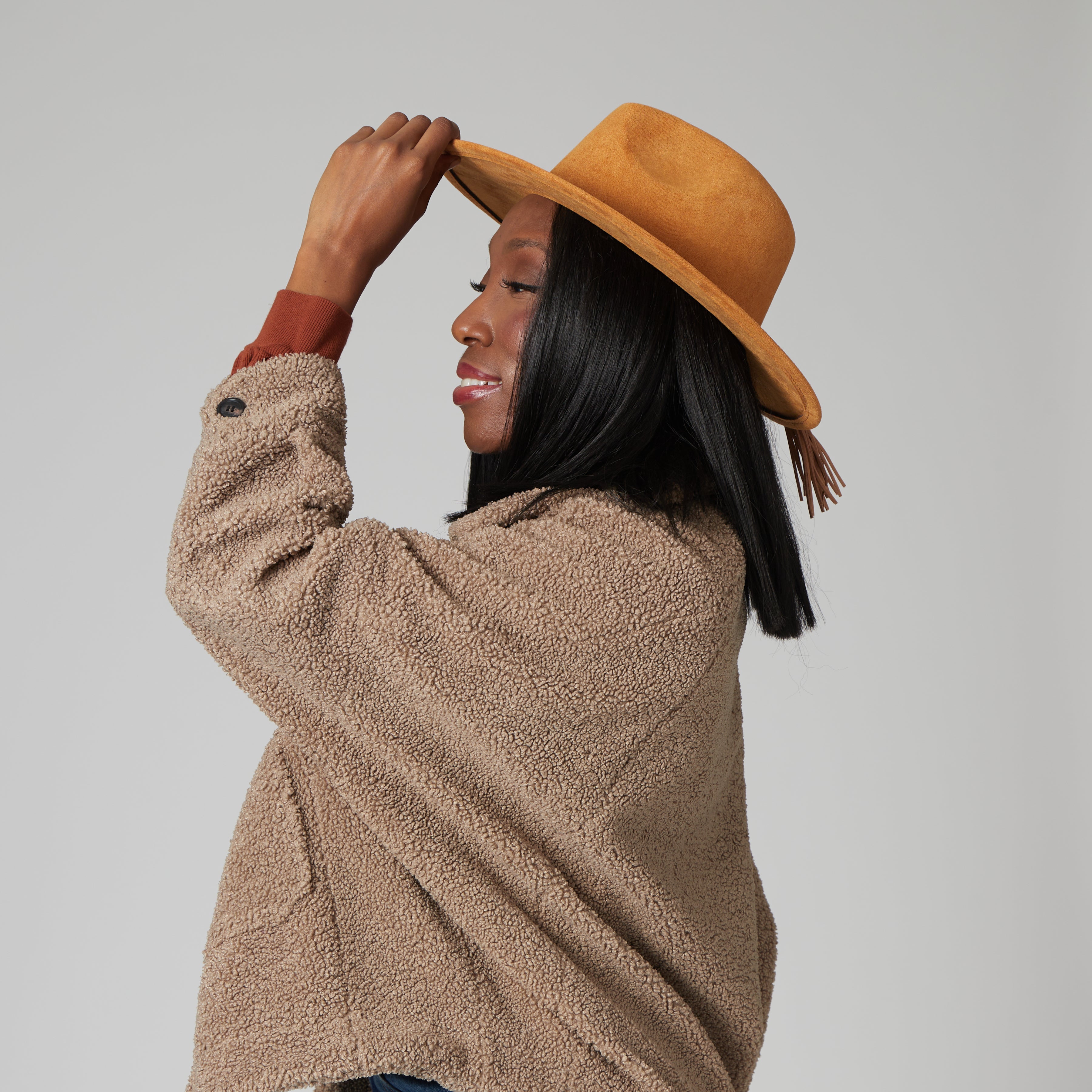 Faux Suede Fedora With Tassel Back Bow 14 Faux Suede Fedora With Tassel Back Bow