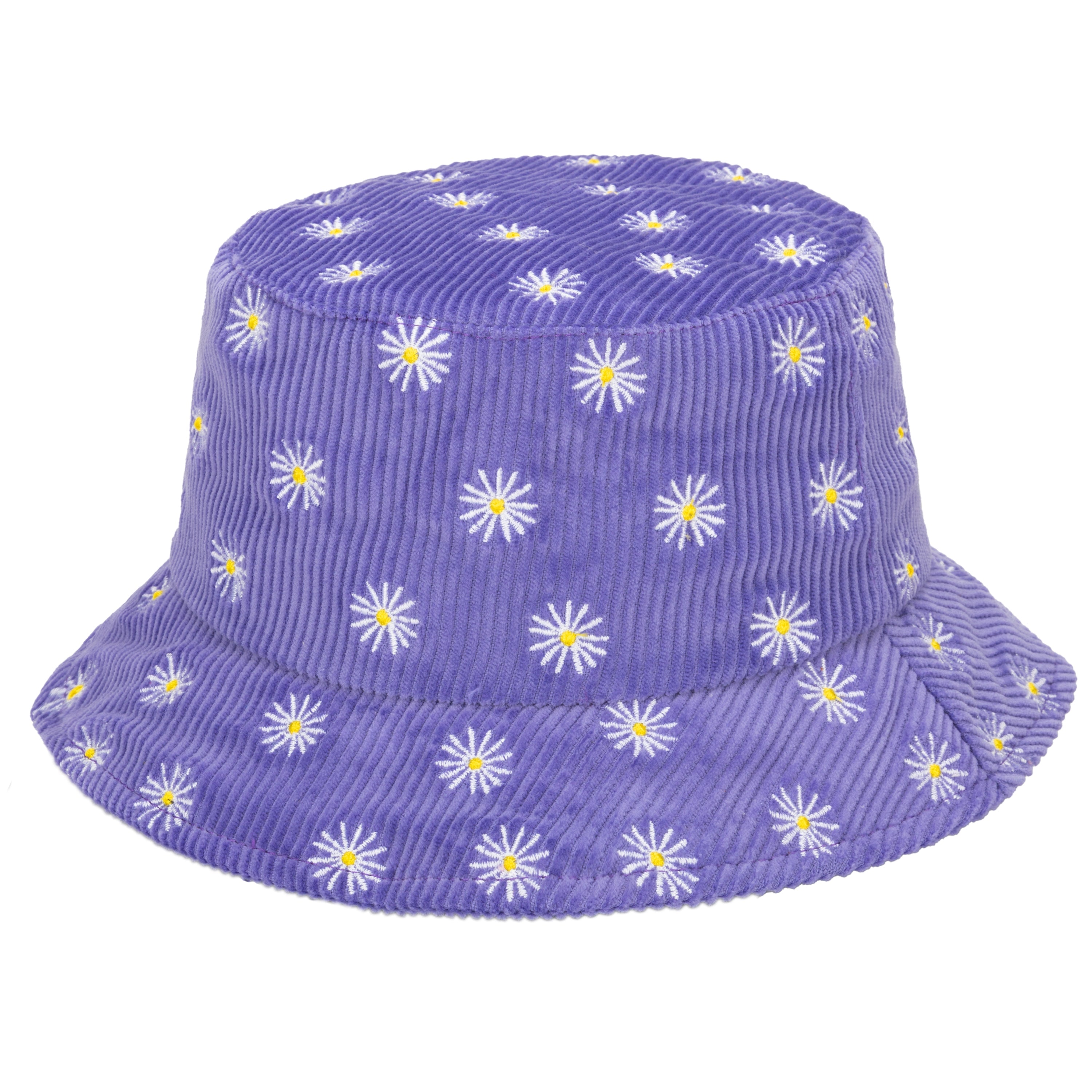 Kid's Corduroy Bucket With Daisy Embroidery