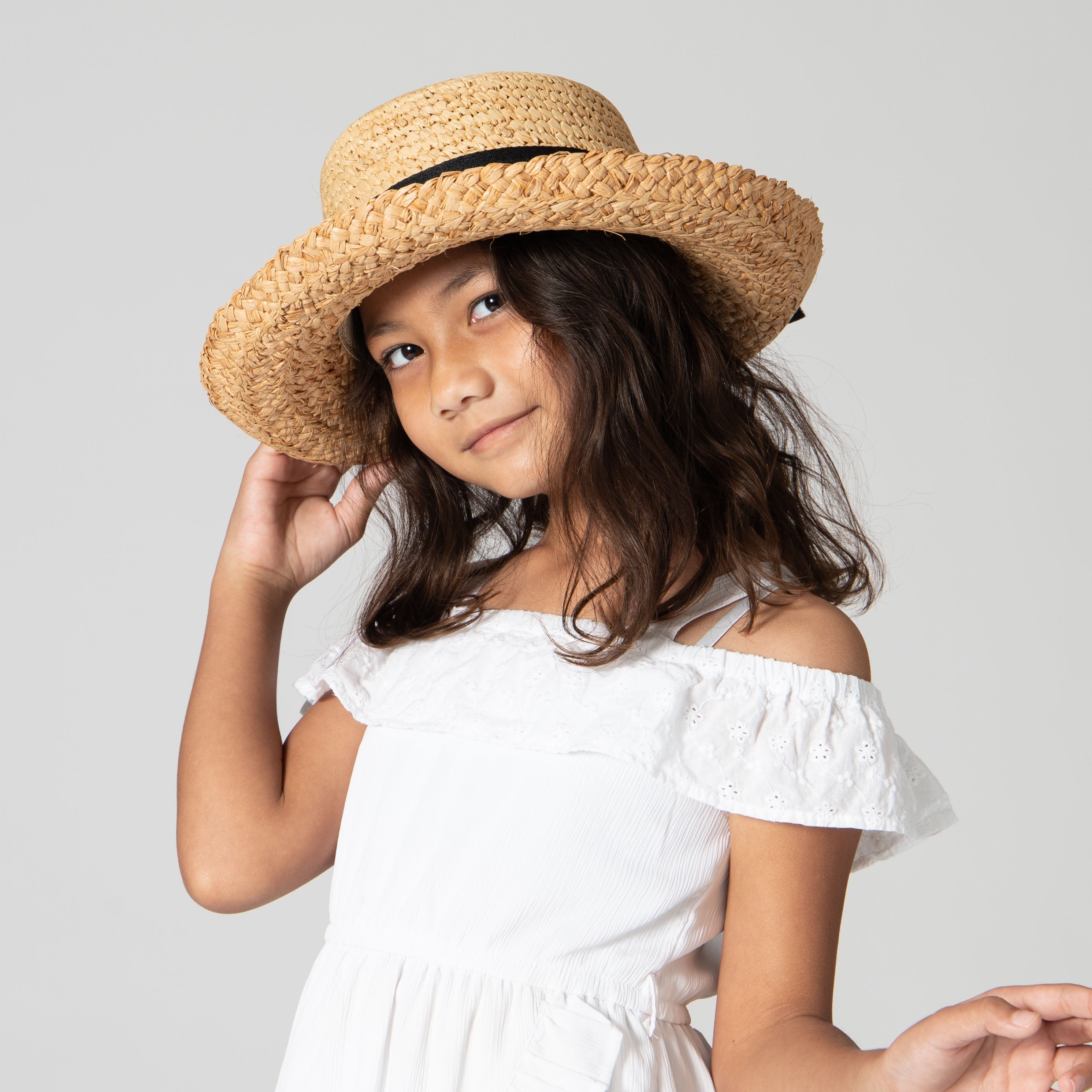 Kids' Raffia Hat With Ribbon (RHL9) 3 Kids' Raffia Hat With Ribbon (RHL9)