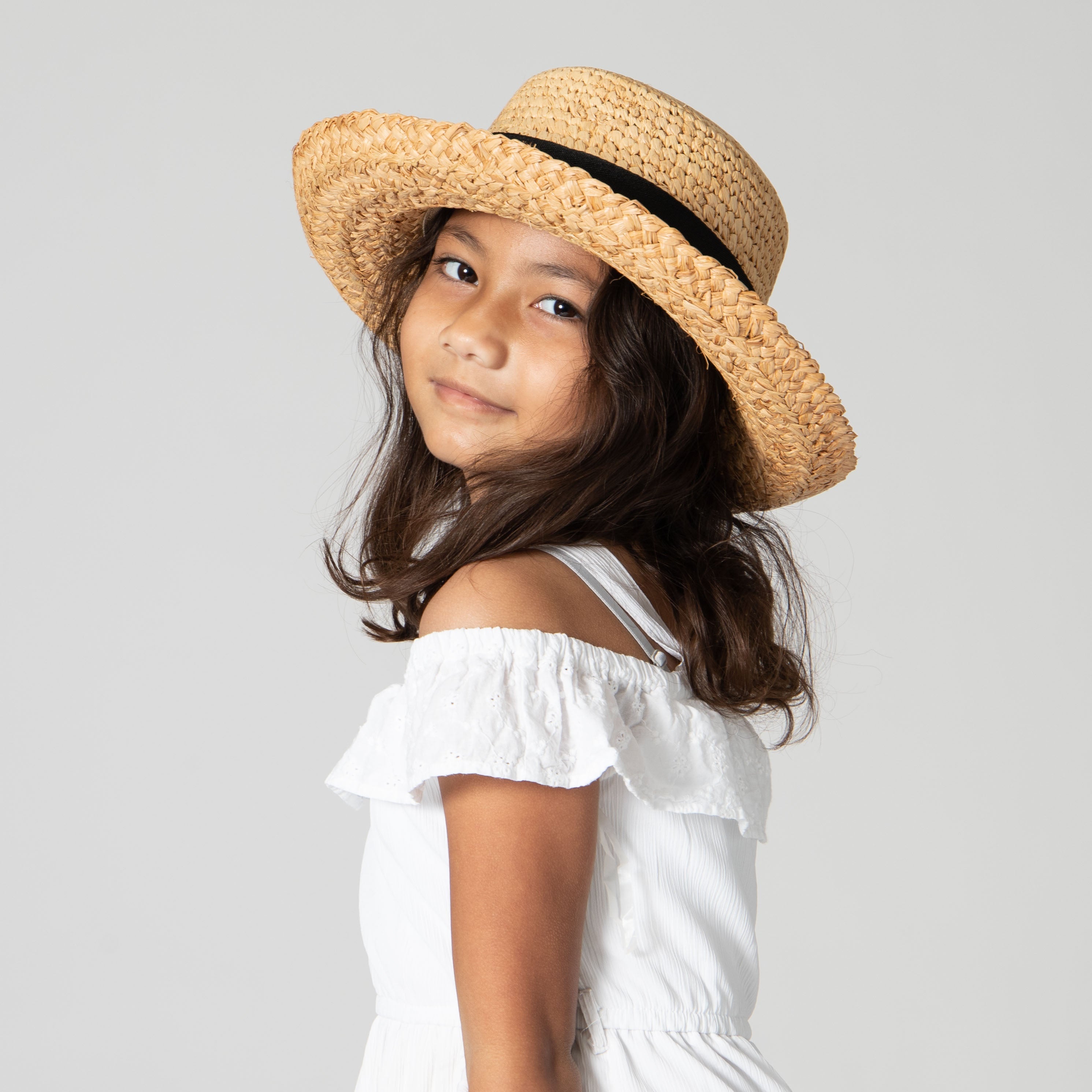 Kids' Raffia Hat With Ribbon (RHL9) 4 Kids' Raffia Hat With Ribbon (RHL9)