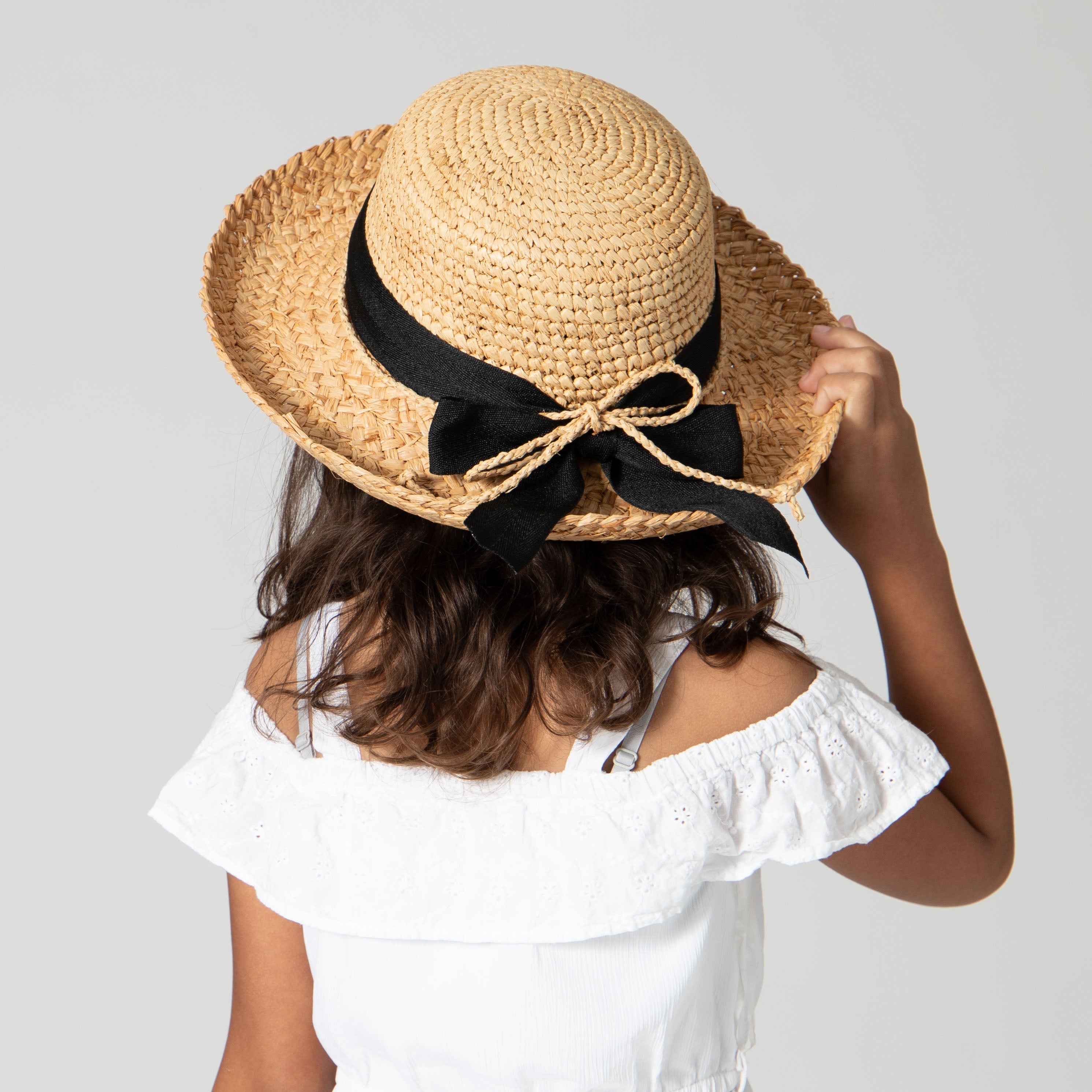 Kids' Raffia Hat With Ribbon (RHL9) 6 Kids' Raffia Hat With Ribbon (RHL9)