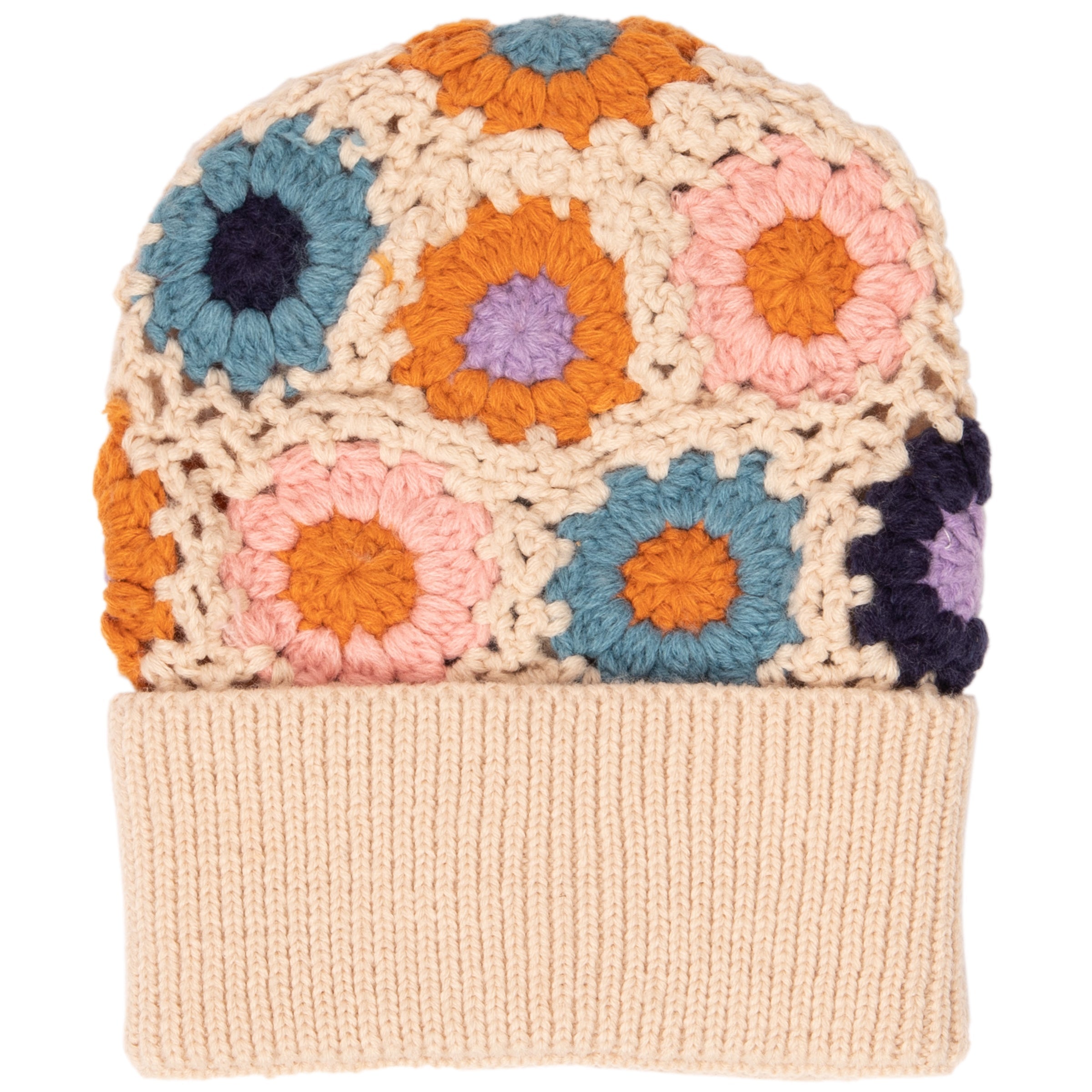 Maybelle - Granny Square Knit Cuff Beanie 5 Maybelle - Granny Square Knit Cuff Beanie