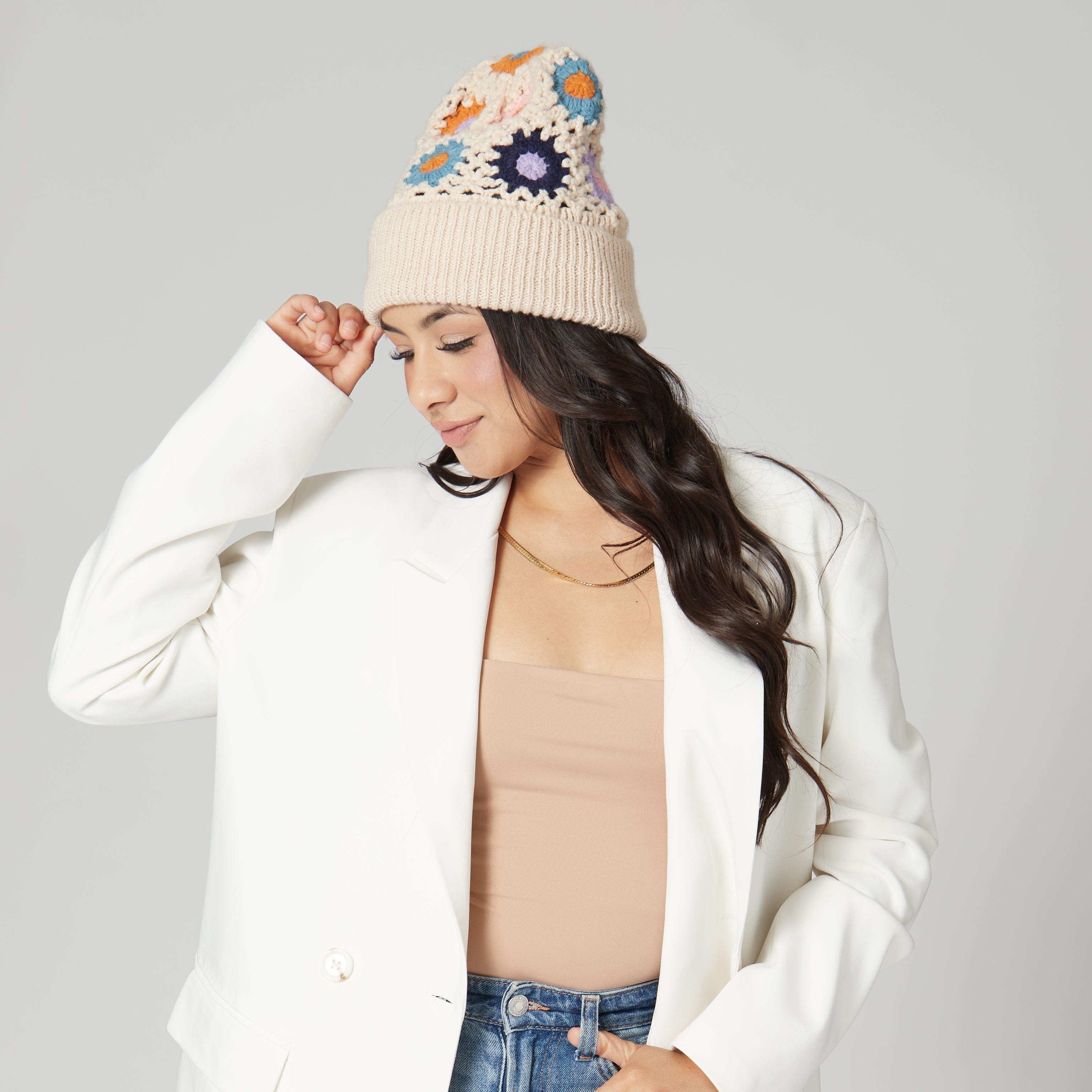 Maybelle - Granny Square Knit Cuff Beanie 7 Maybelle - Granny Square Knit Cuff Beanie