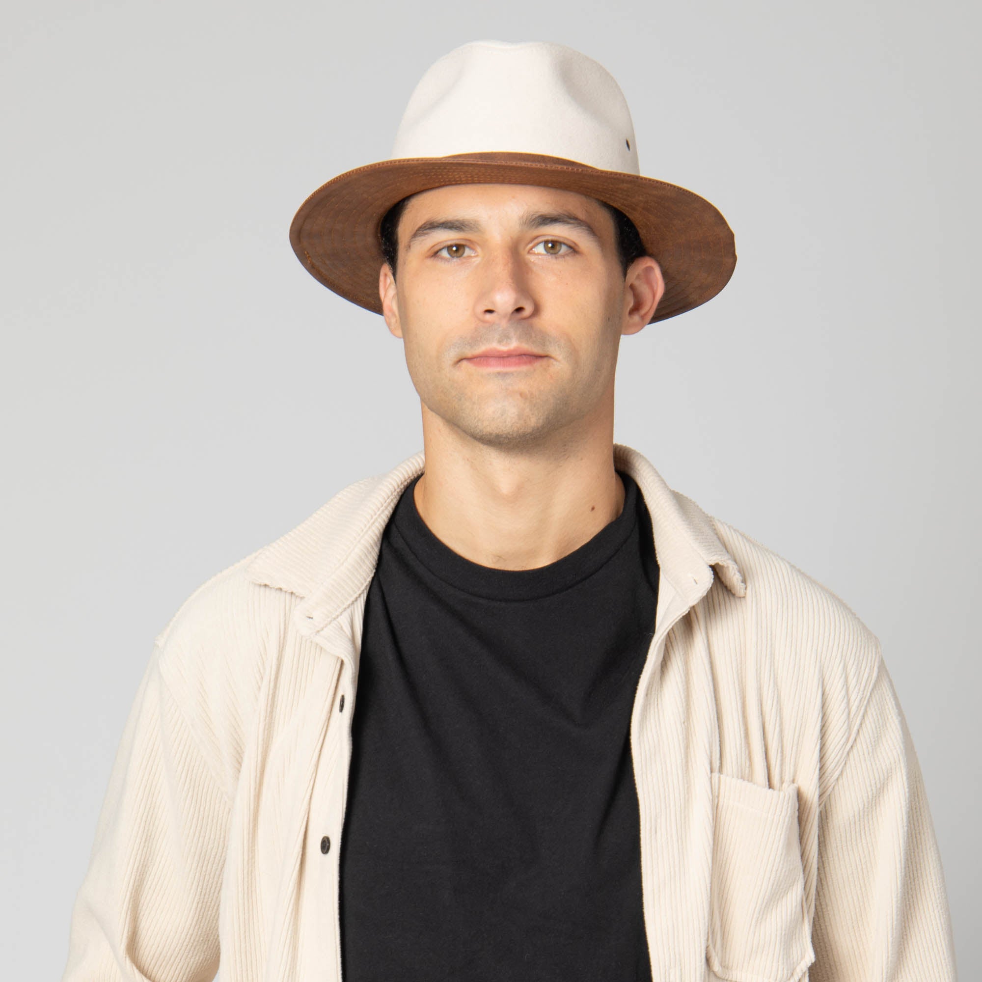 Men's Faux Felt Fedora with Matching Faux Leather Band 3 Men's Faux Felt Fedora with Matching Faux Leather Band
