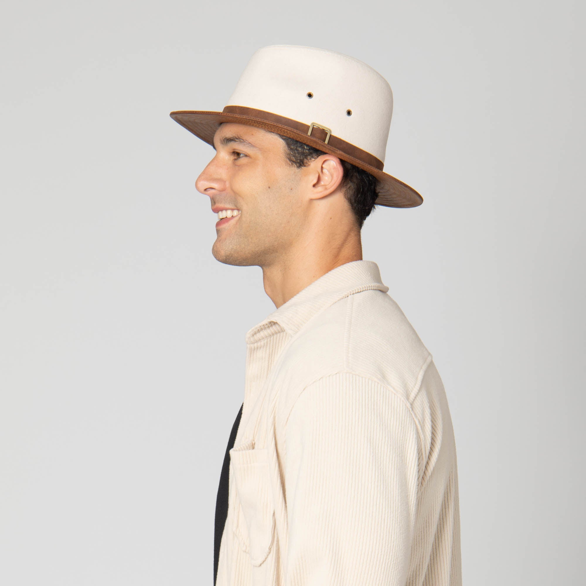 Men's Faux Felt Fedora with Matching Faux Leather Band 6 Men's Faux Felt Fedora with Matching Faux Leather Band