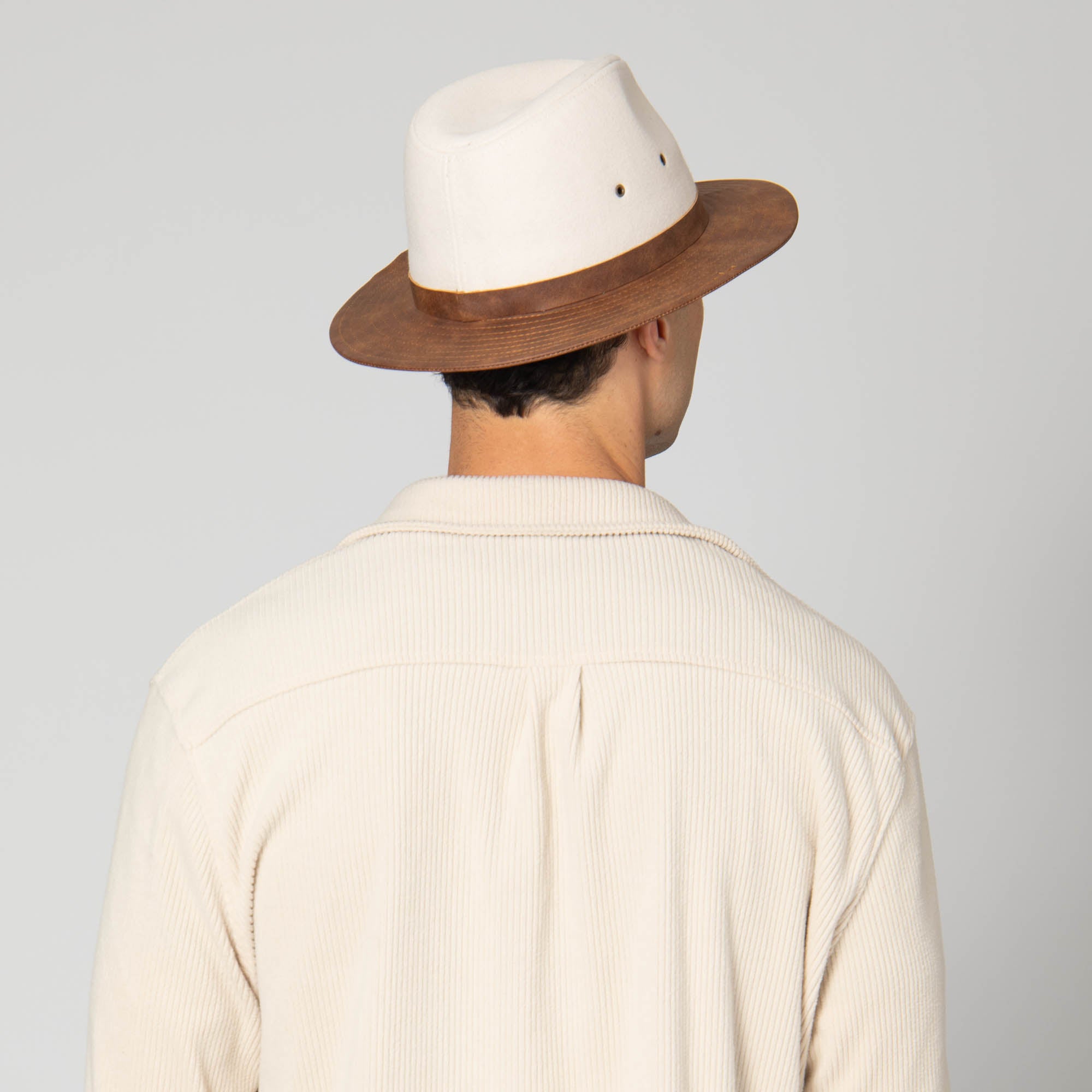 Men's Faux Felt Fedora with Matching Faux Leather Band 8 Men's Faux Felt Fedora with Matching Faux Leather Band