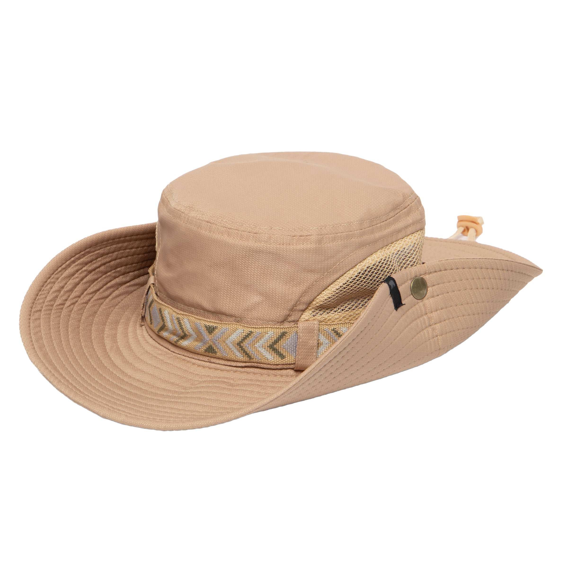 Men's Floatable Wide Brim Sun Hat With Jacquard Trim