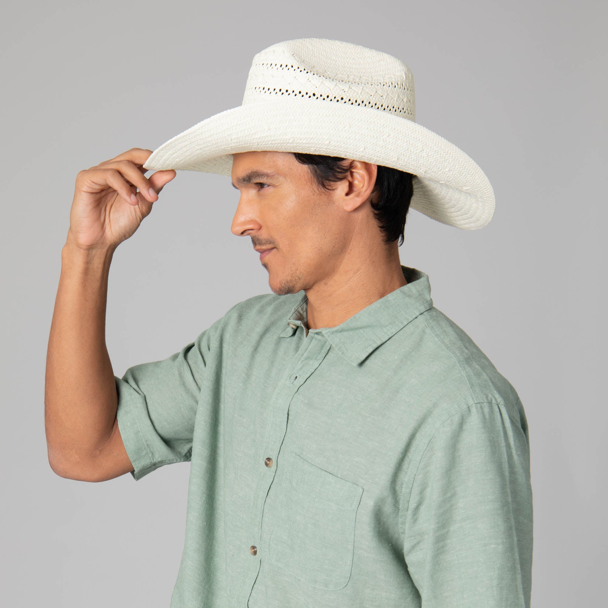Mens Ivory Cowboy Hat with Cattleman's Crease 13 Mens Ivory Cowboy Hat with Cattleman's Crease
