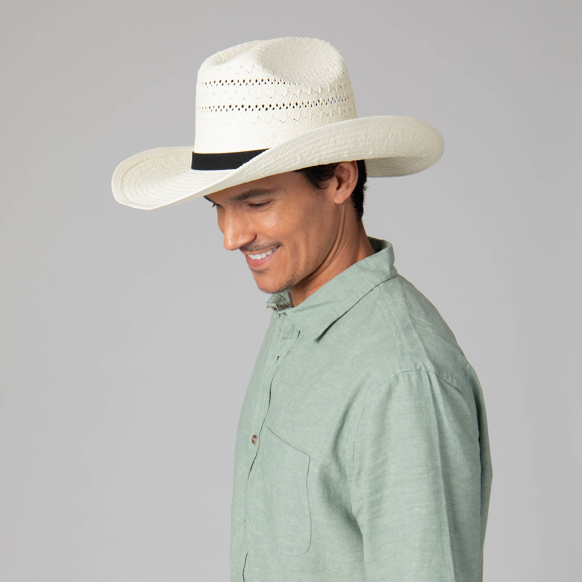 Mens Ivory Cowboy Hat with Cattleman's Crease 4 Mens Ivory Cowboy Hat with Cattleman's Crease