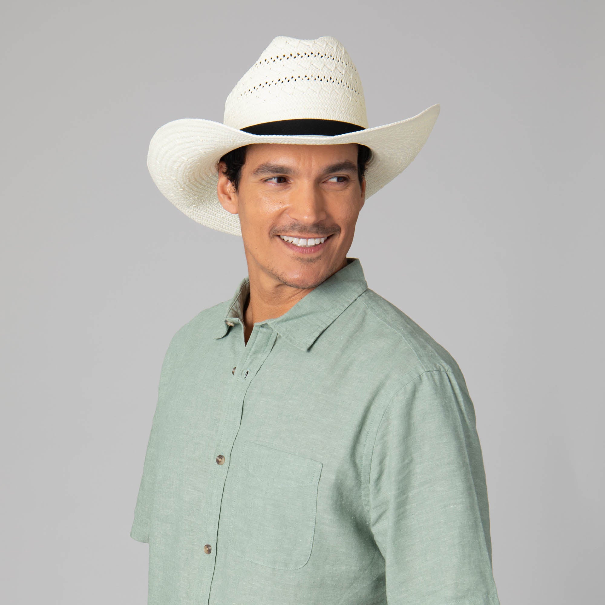 Mens Ivory Cowboy Hat with Cattleman's Crease 5 Mens Ivory Cowboy Hat with Cattleman's Crease
