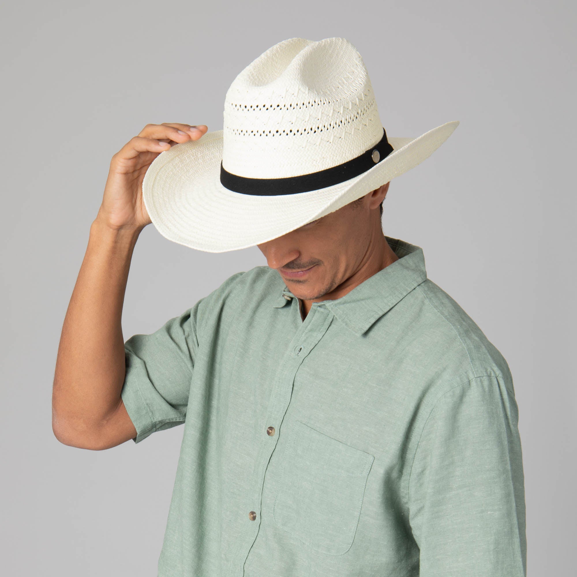 Mens Ivory Cowboy Hat with Cattleman's Crease 6 Mens Ivory Cowboy Hat with Cattleman's Crease