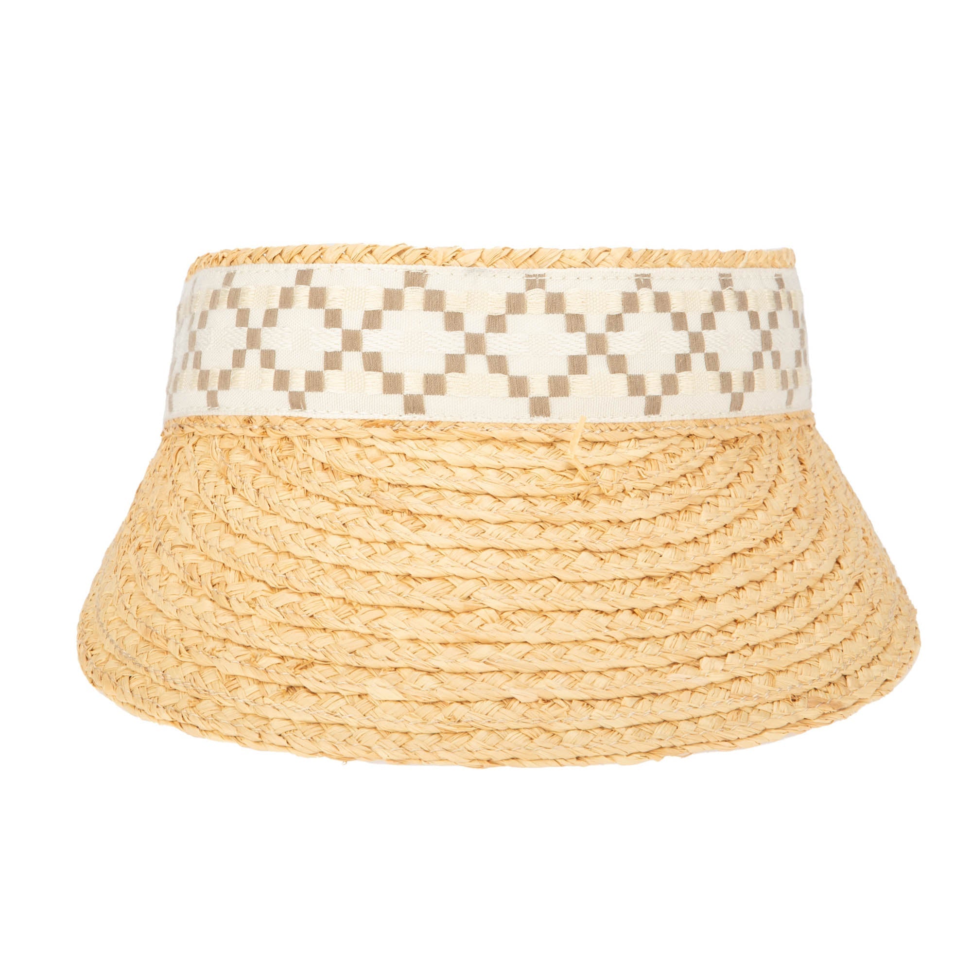 Past Noon - Women's Raffia Braid Visor with Jacquard Band 3 Past Noon - Women's Raffia Braid Visor with Jacquard Band