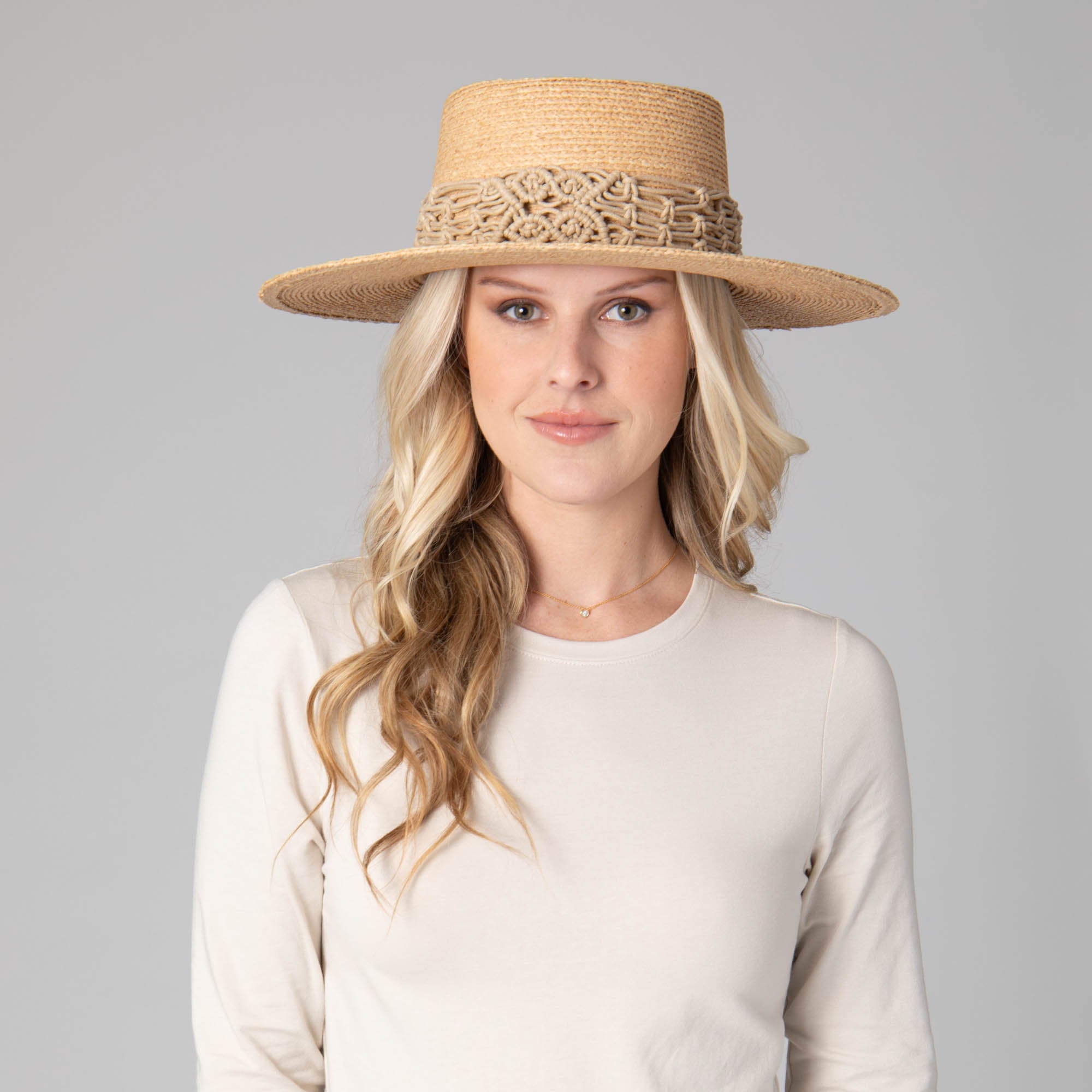 Sandy Beach - Women's Raffia Braided Telescope Boater 3 Sandy Beach - Women's Raffia Braided Telescope Boater