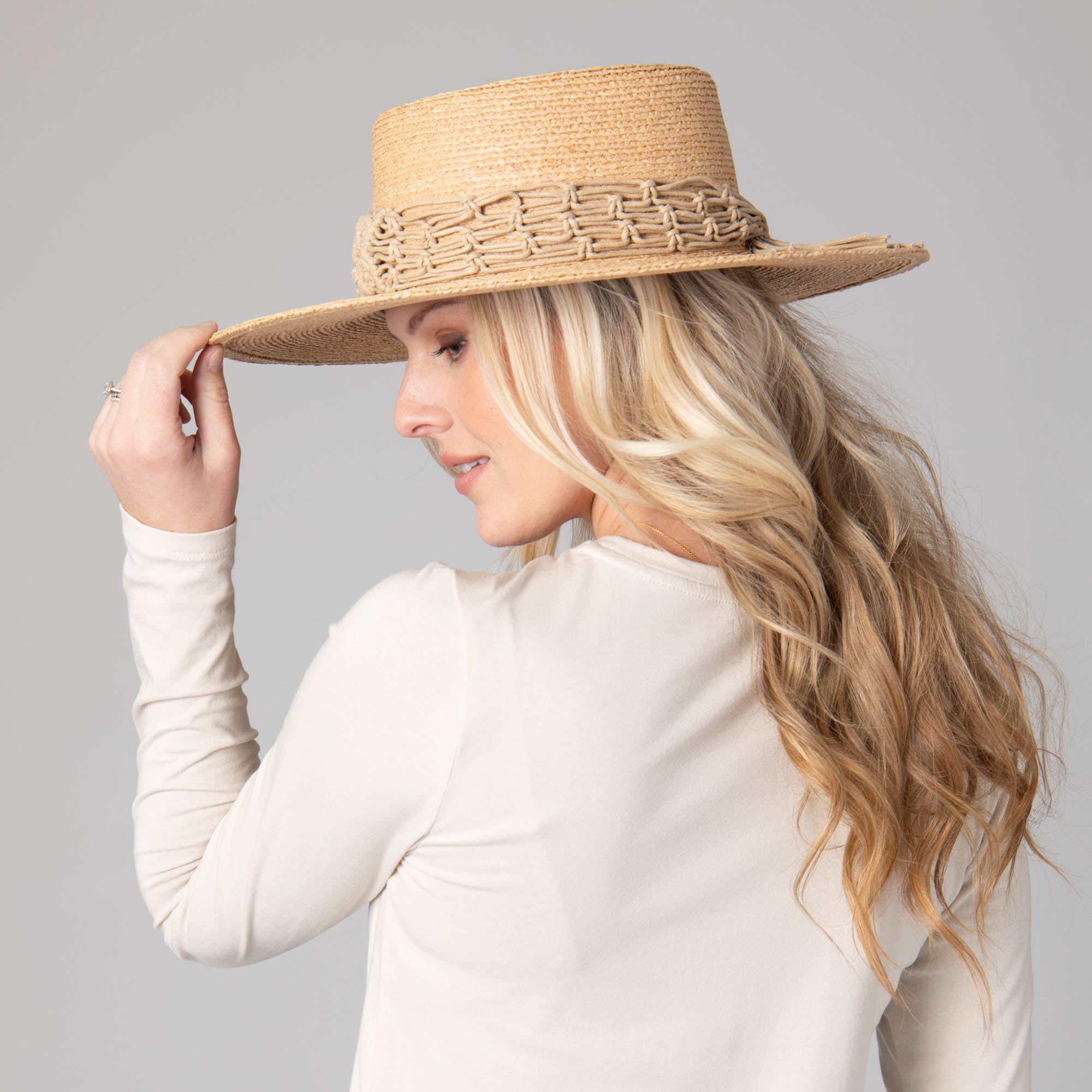 Sandy Beach - Women's Raffia Braided Telescope Boater 5 Sandy Beach - Women's Raffia Braided Telescope Boater