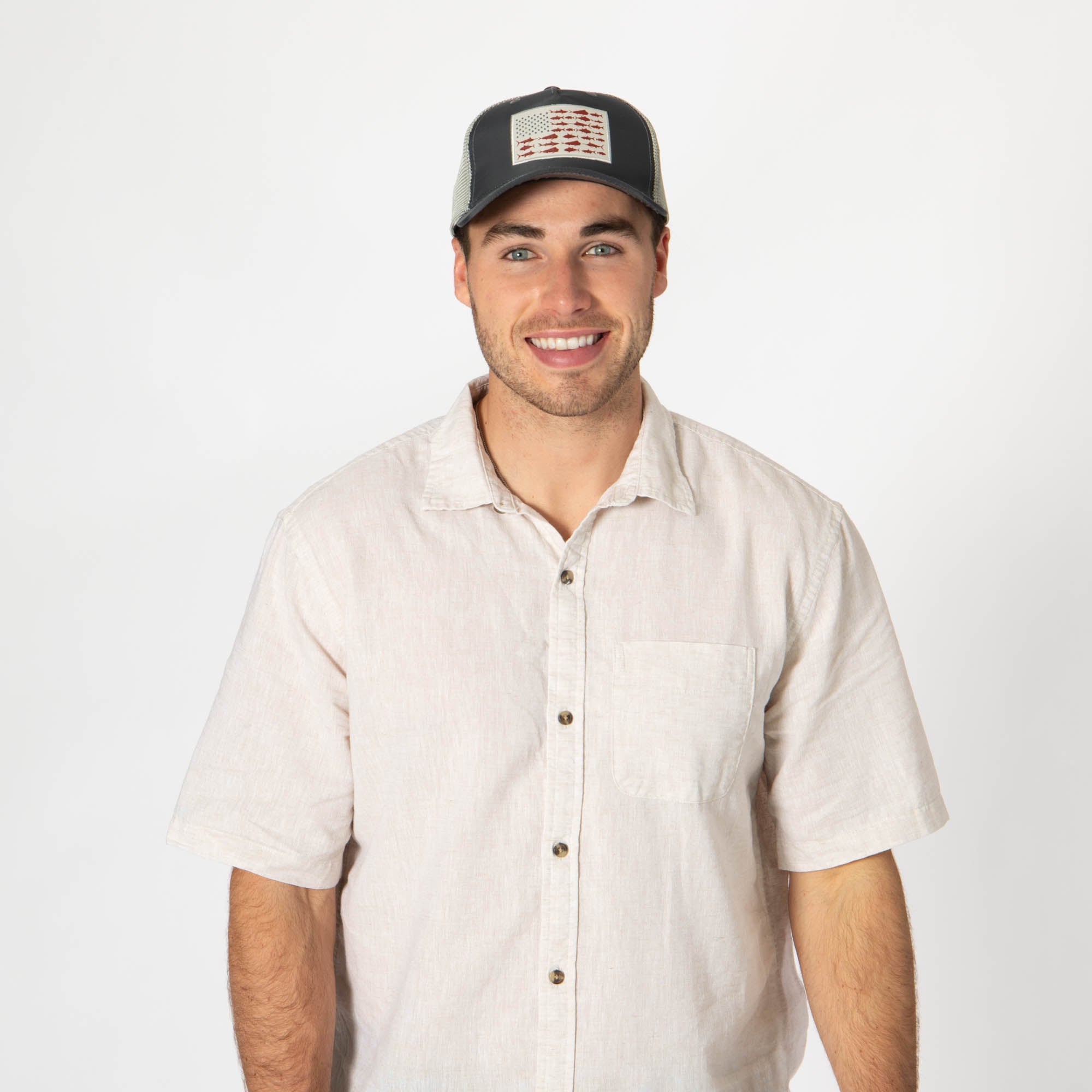 Water Performance - Mens Americana Fishing Trucker Hat 6 Water Performance - Mens Americana Fishing Trucker Hat
